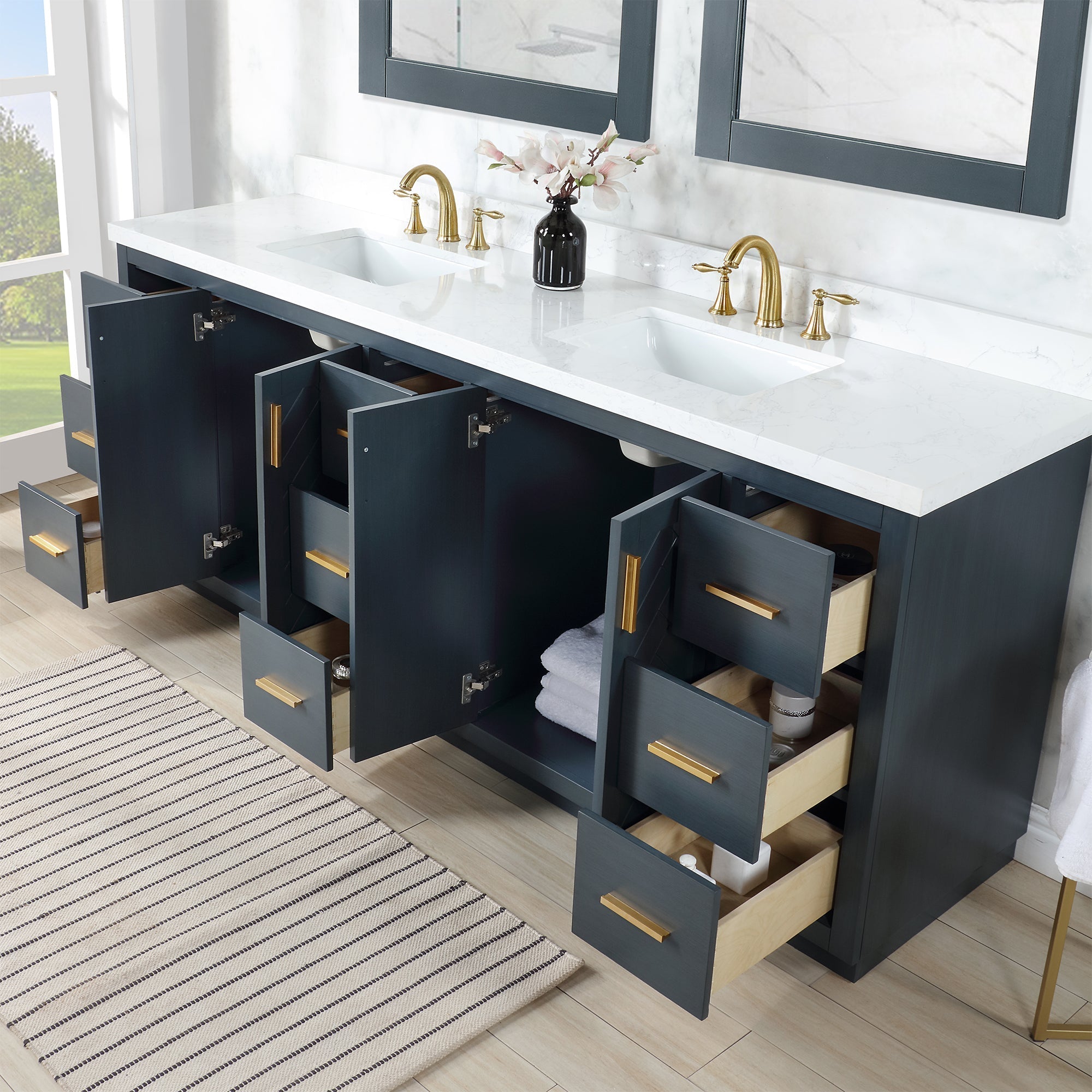 Altair Designs Gazsi 84" double vanity with top - 543084-BO-GW-NM