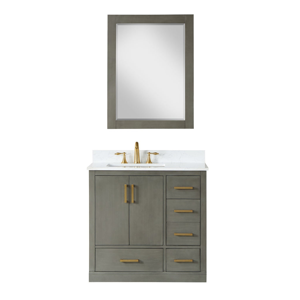 Altair Designs Monna 36" single vanity with top - 544036-WH-CG-NM
