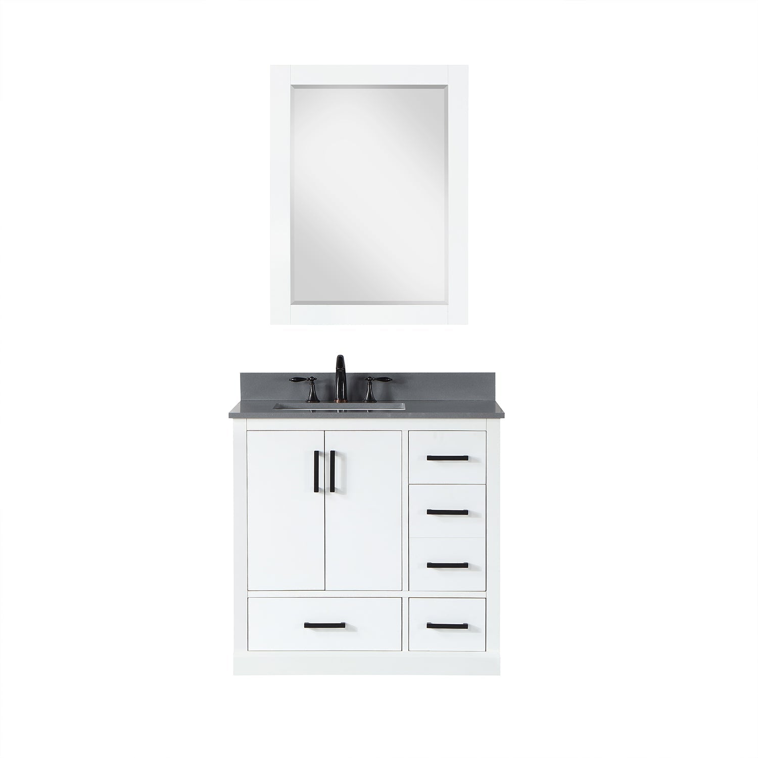 Altair Designs Monna 36" single vanity with top - 544036-WH-CG-NM
