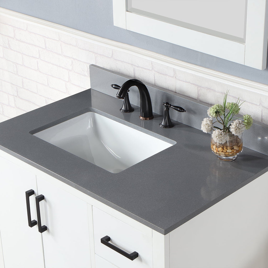 Altair Designs Monna 36" single vanity with top - 544036-WH-CG-NM