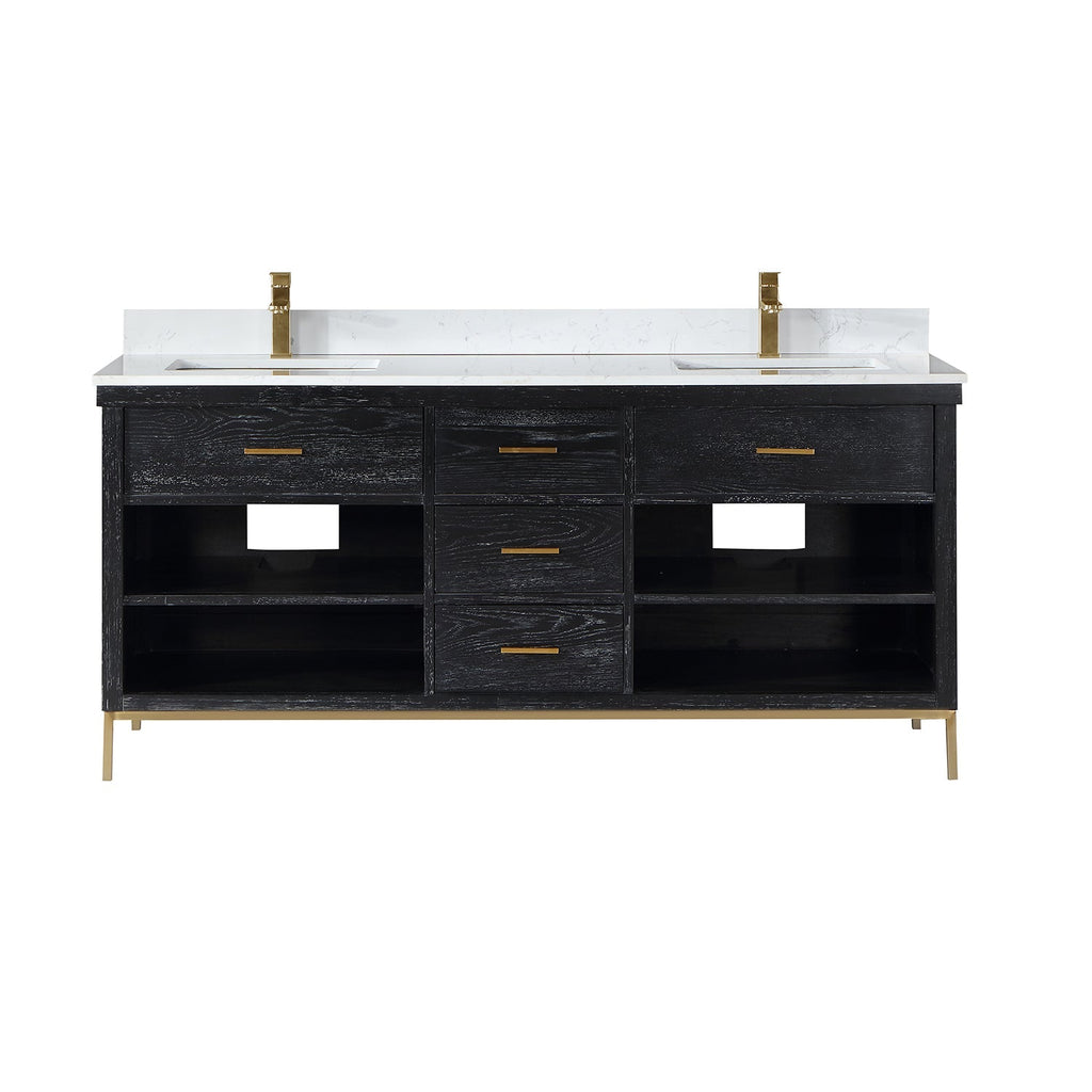 Altair Designs 72" double vanity with top - 545072-WH-AW-NM