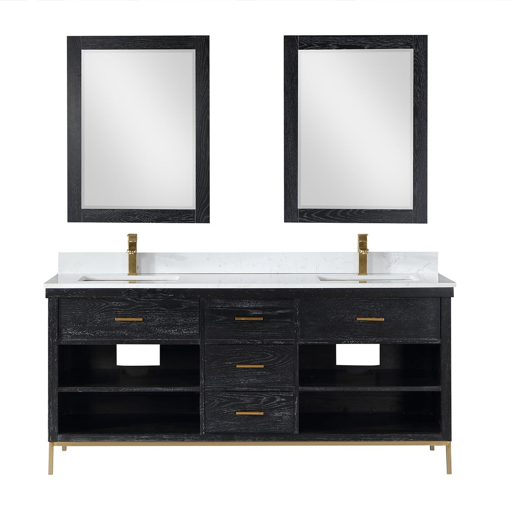 Altair Designs 72" double vanity with top - 545072-WH-AW-NM