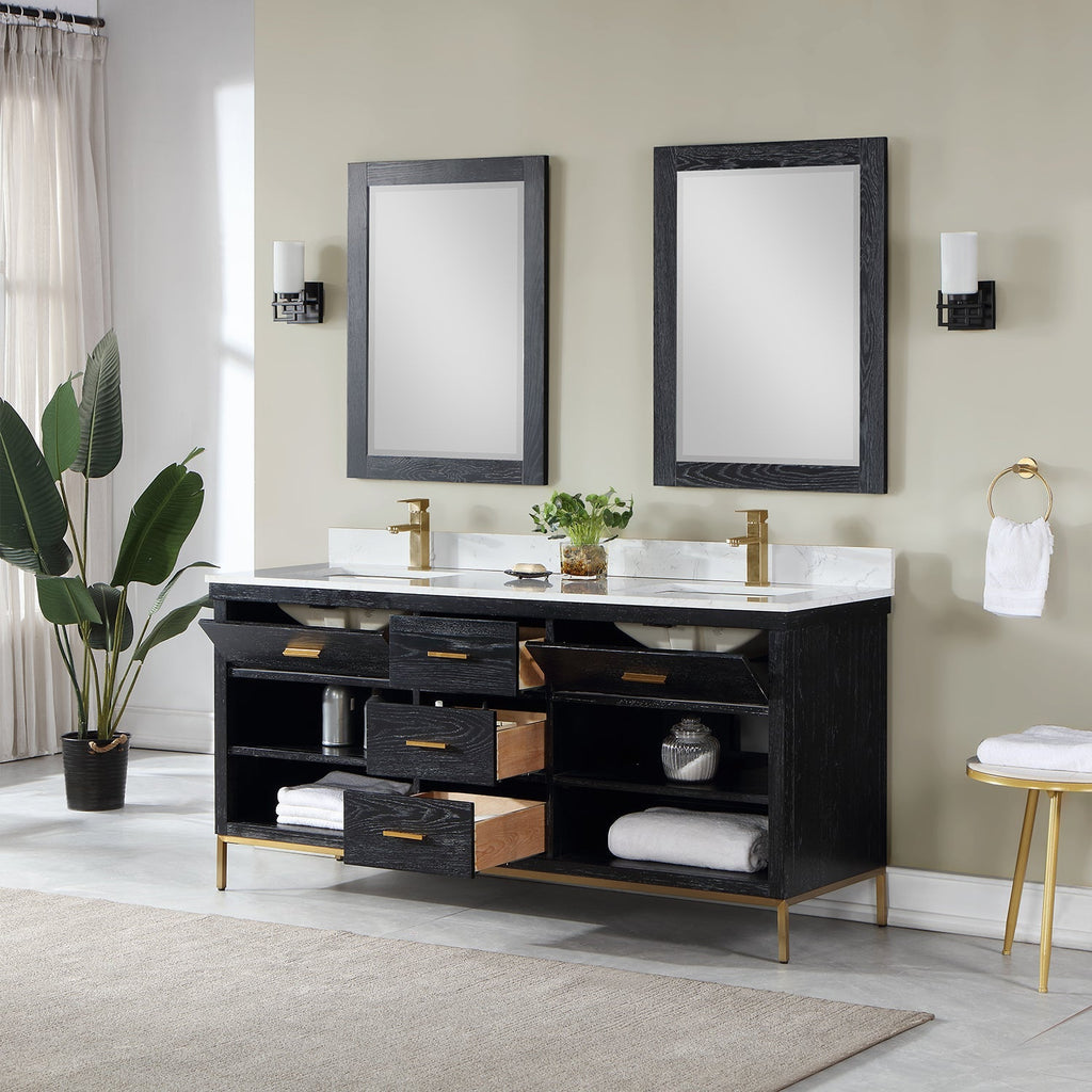Altair Designs 72" double vanity with top - 545072-WH-AW-NM