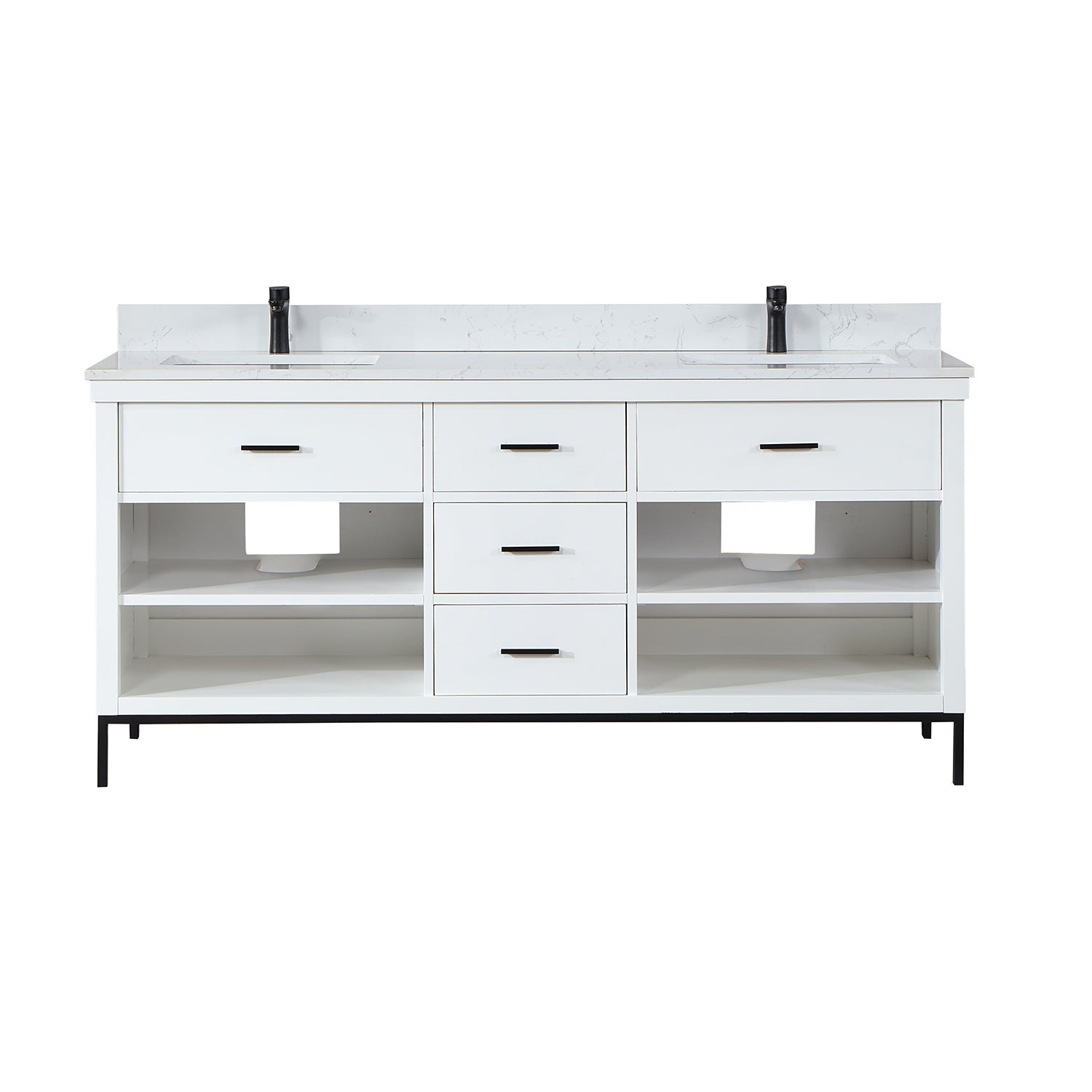 Altair Designs 72" double vanity with top - 545072-WH-AW-NM