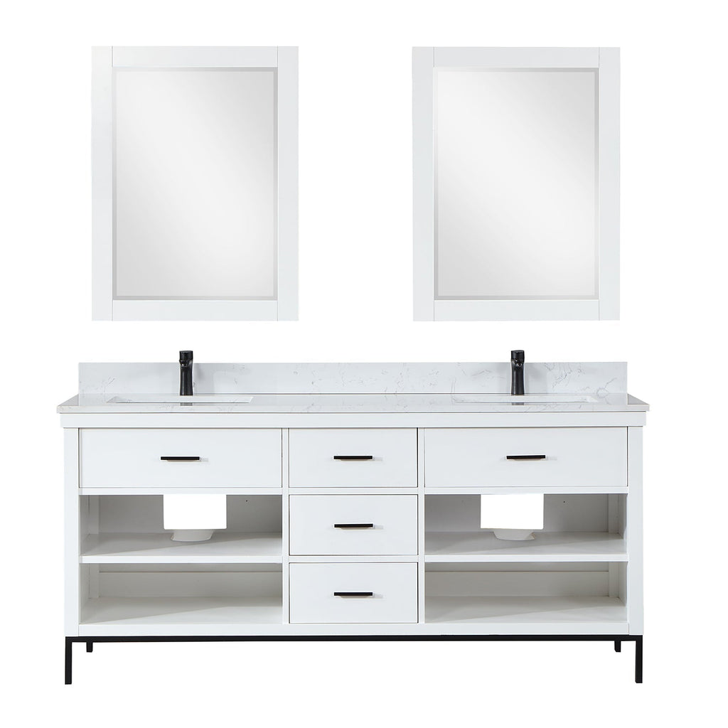Altair Designs 72" double vanity with top - 545072-WH-AW-NM