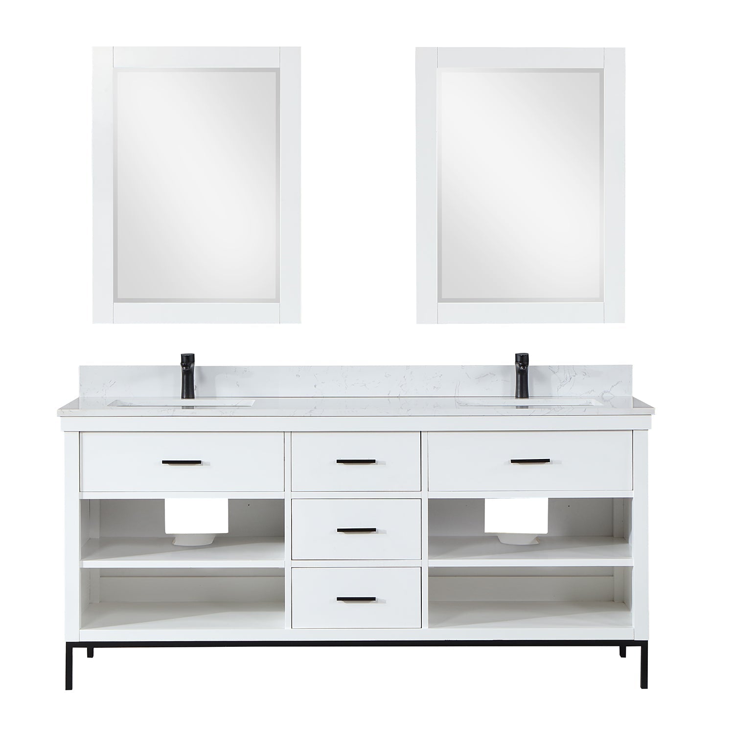 Altair Designs 72" double vanity with top - 545072-WH-AW-NM