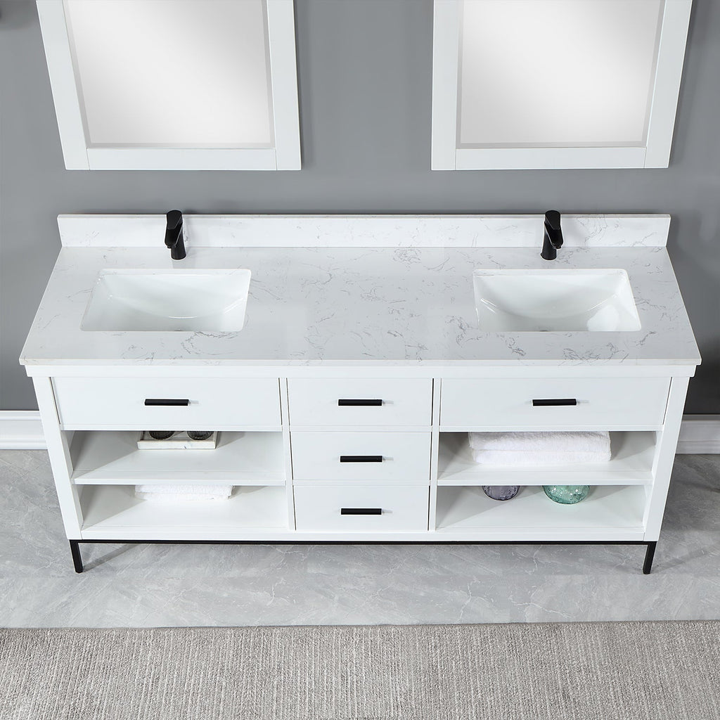 Altair Designs 72" double vanity with top - 545072-WH-AW-NM