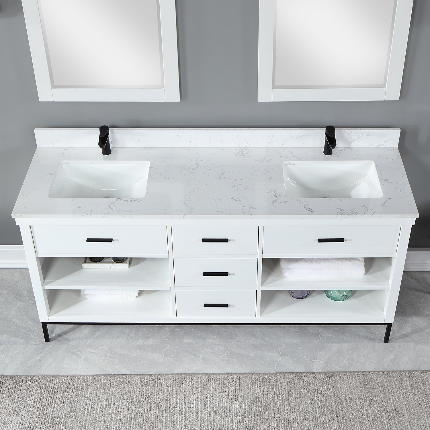 Altair Designs 72" double vanity with top - 545072-WH-AW-NM