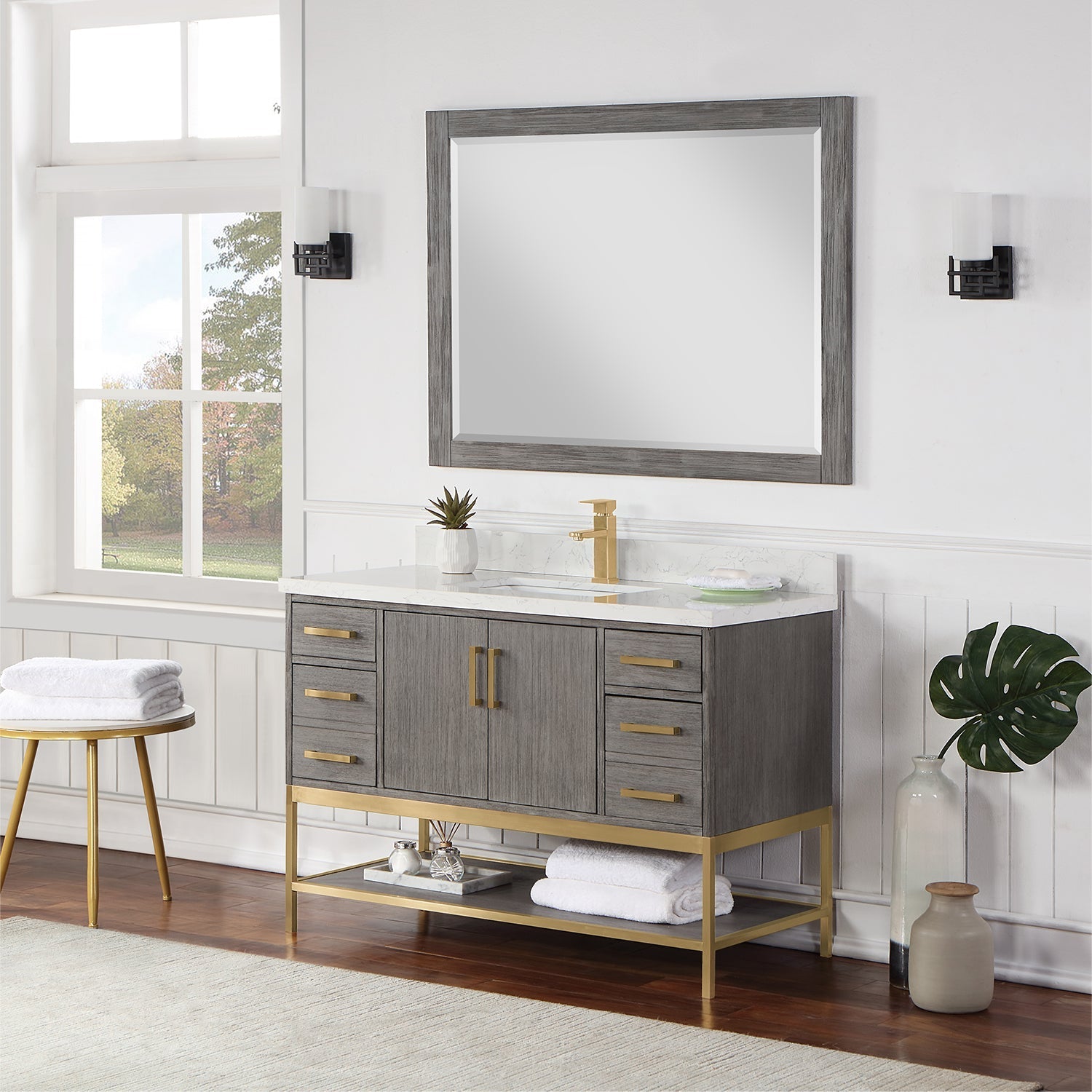 Altair Designs 48" single vanity with top - 546048-WO-GW-NM