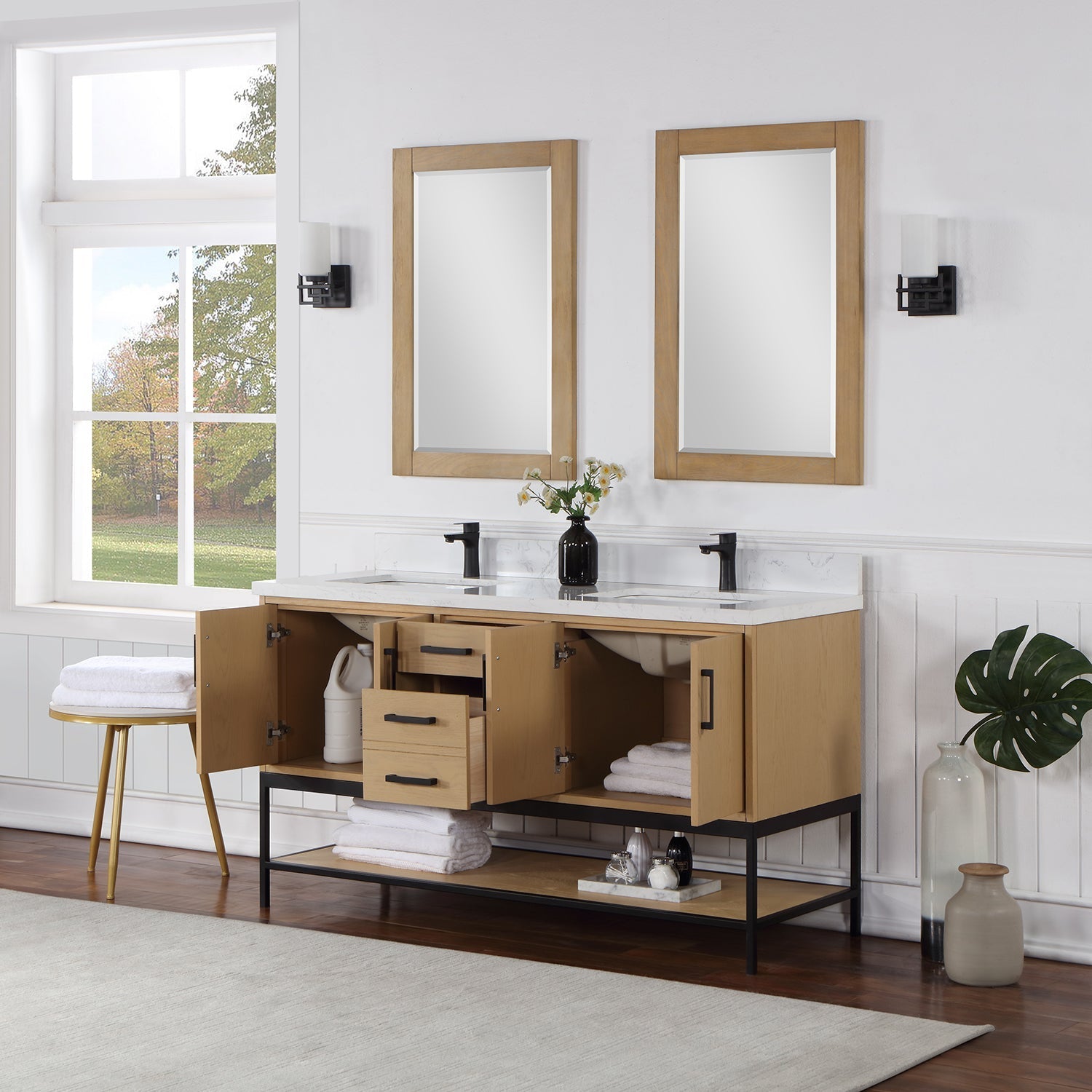 Altair Designs  60" double vanity with top - 546060-WO-GW-NM