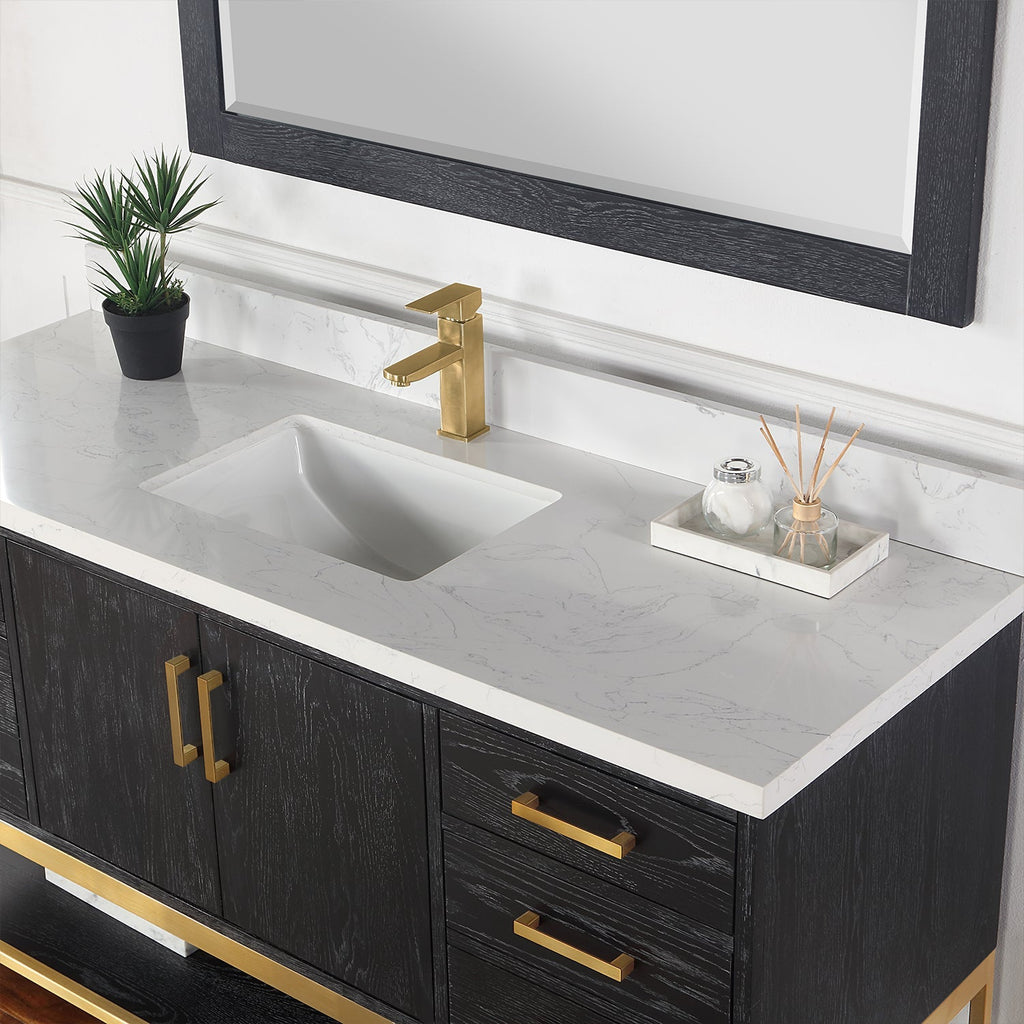 Altair Designs 60" single vanity with top - 546060S-WO-GW-NM