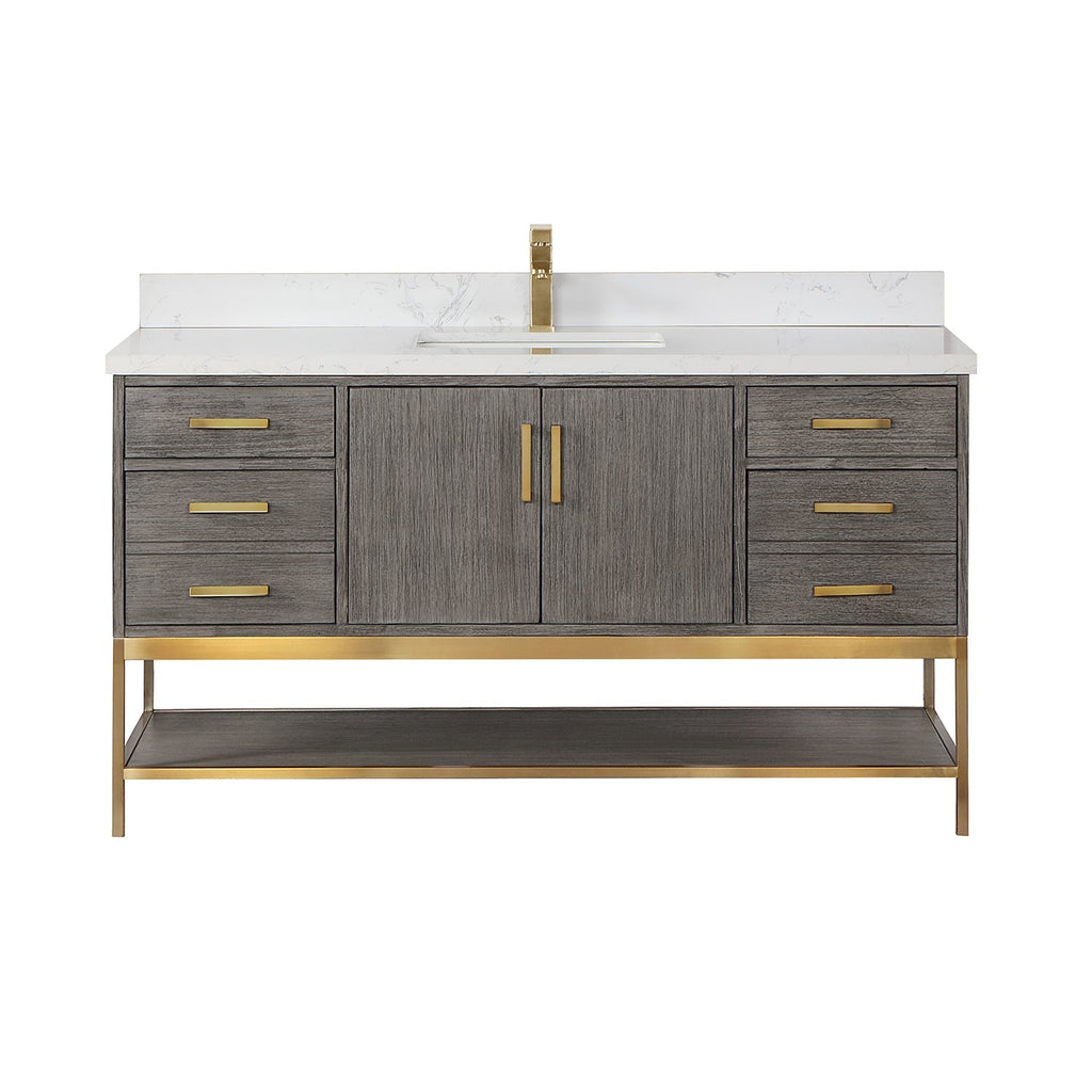 Altair Designs 60" single vanity with top - 546060S-WO-GW-NM