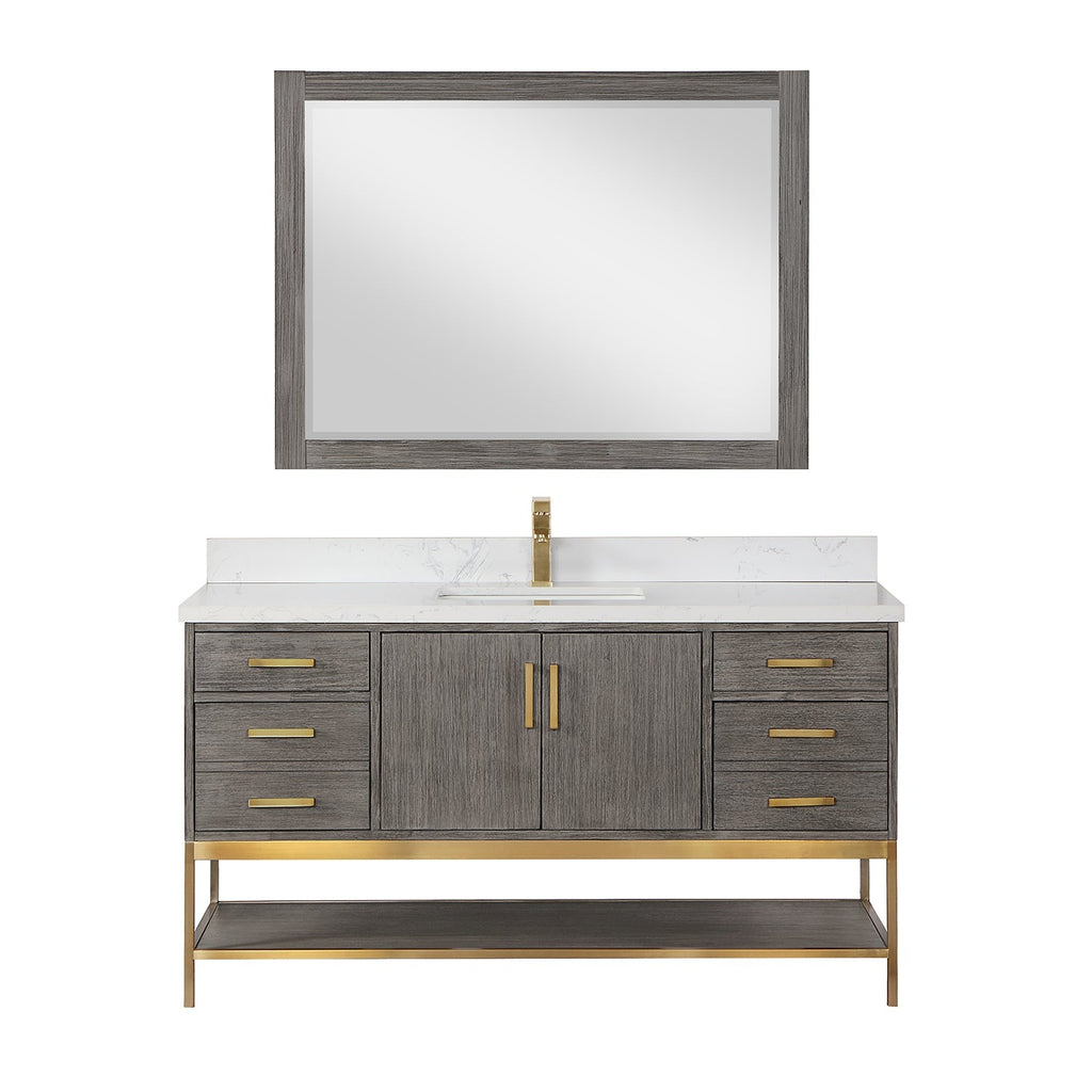 Altair Designs 60" single vanity with top - 546060S-WO-GW-NM