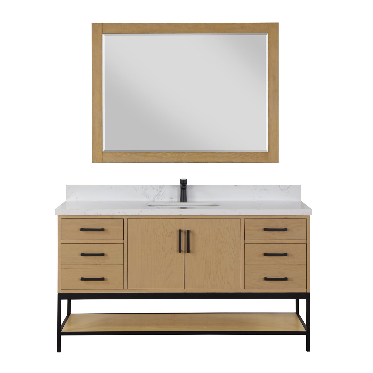 Altair Designs 60" single vanity with top - 546060S-WO-GW-NM