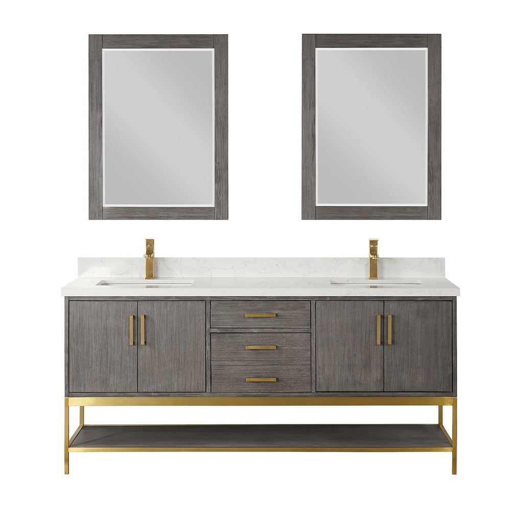 Altair Designs 72" double vanity with top - 546072-WO-GW-NM