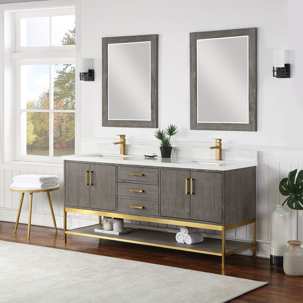 Altair Designs 72" double vanity with top - 546072-WO-GW-NM