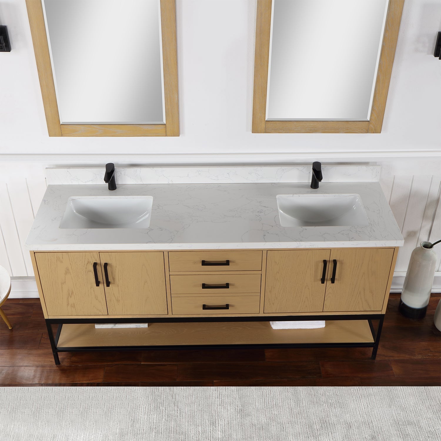 Altair Designs 72" double vanity with top - 546072-WO-GW-NM