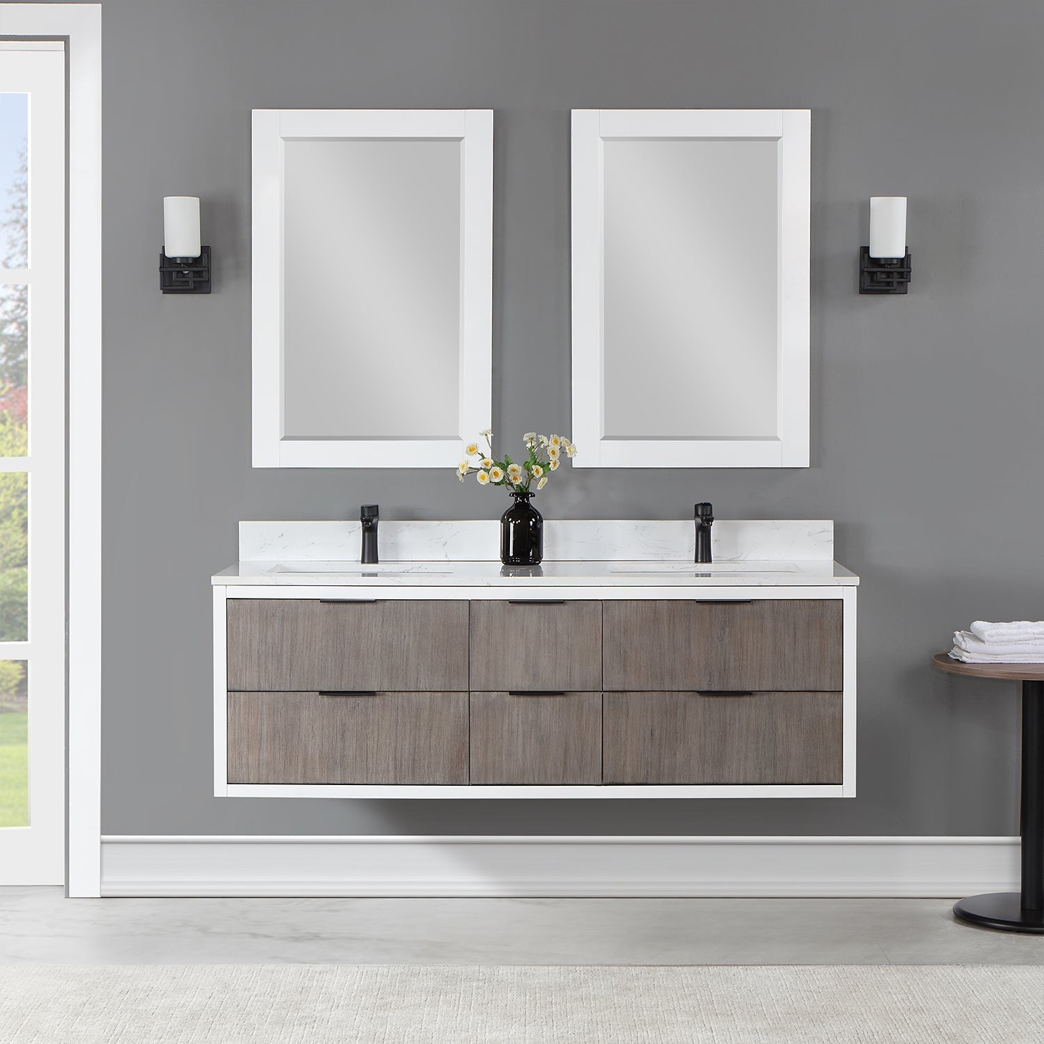 Altair Designs 60" double vanity with top - 547060-WP-AW-NM