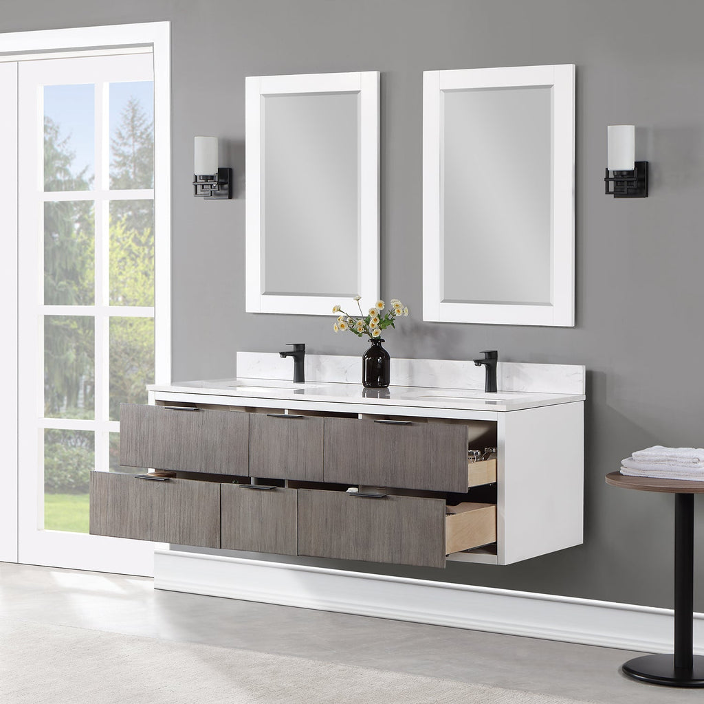 Altair Designs 60" double vanity with top - 547060-WP-AW-NM