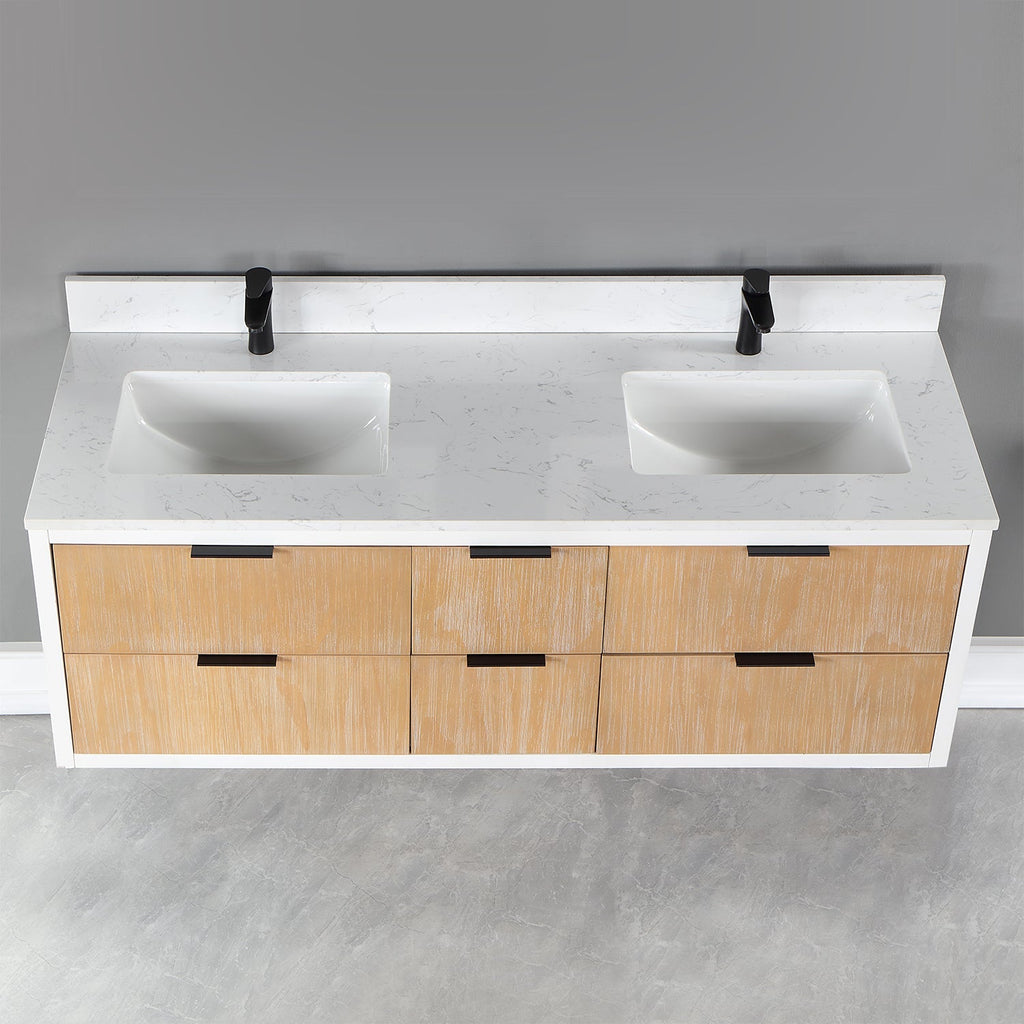 Altair Designs 60" double vanity with top - 547060-WP-AW-NM