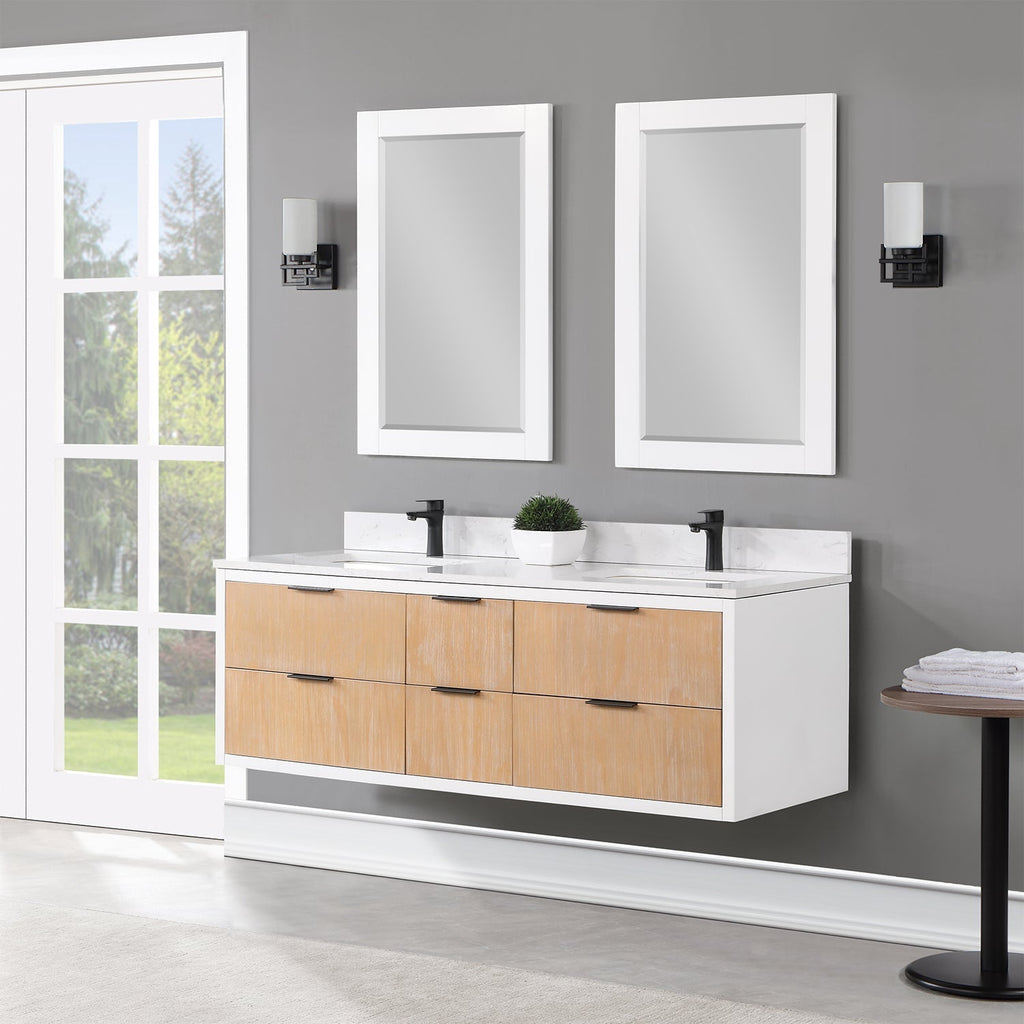 Altair Designs 60" double vanity with top - 547060-WP-AW-NM