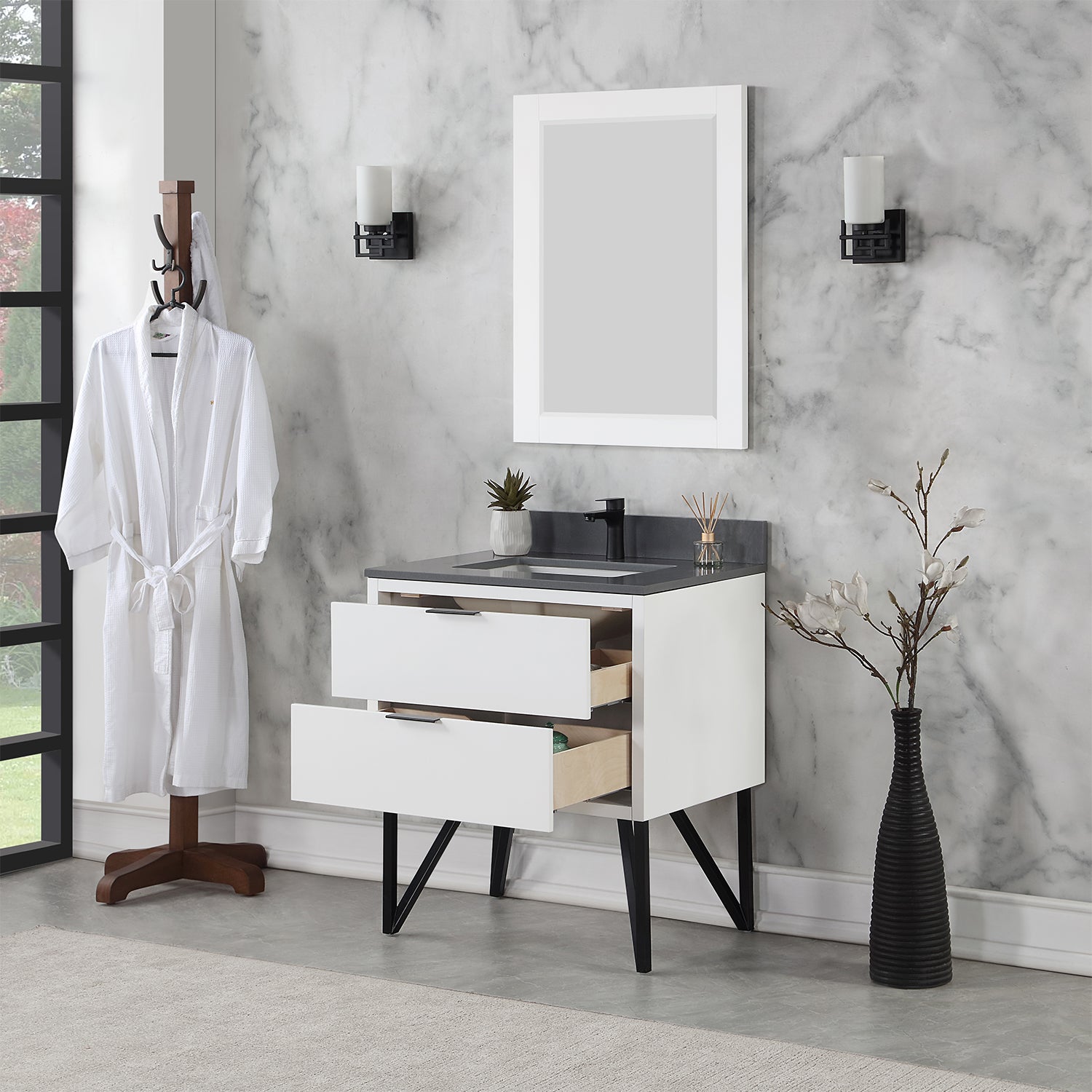 Altair Designs 30" single vanity with top - 548030-WP-CG-NM
