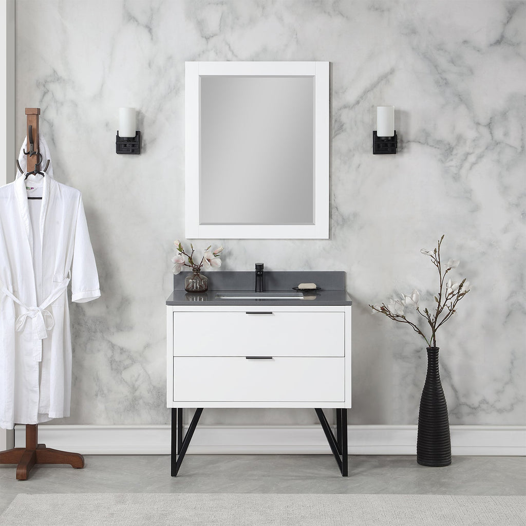 Altair Designs 36" single vanity with top - 548036-WP-CG-NM