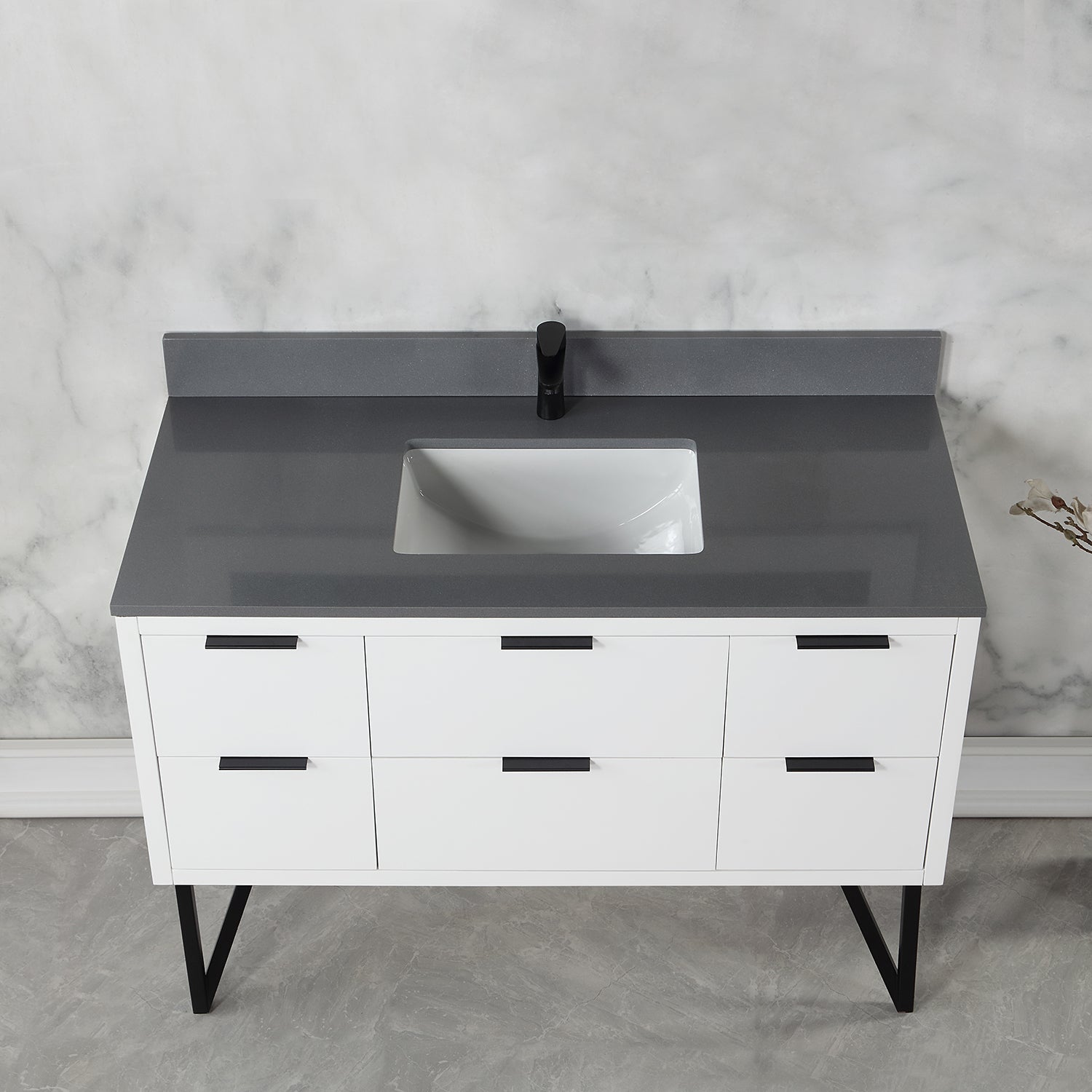Altair Designs 48" single vanity with top - 548048-WP-CG-NM