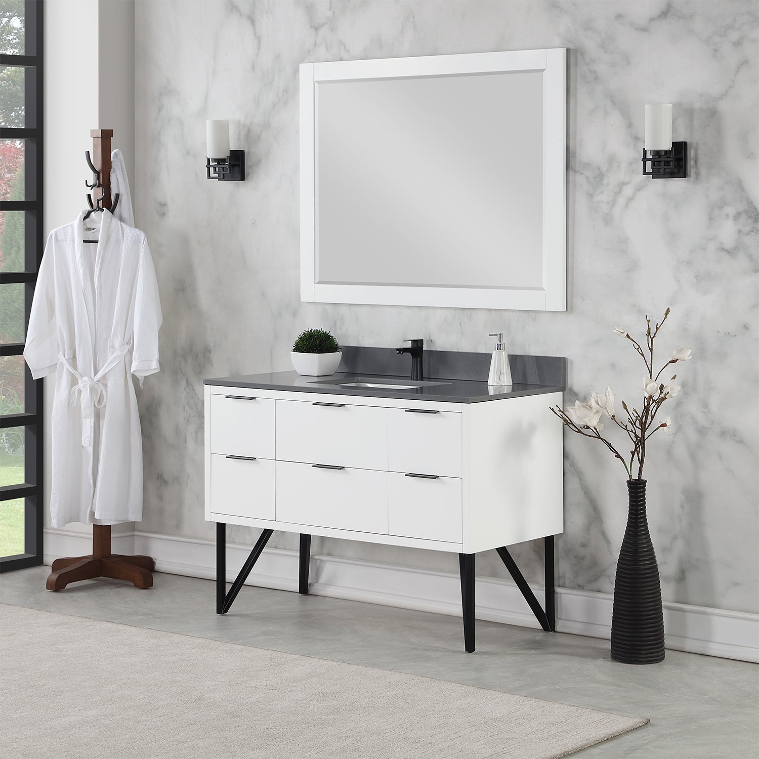 Altair Designs 48" single vanity with top - 548048-WP-CG-NM