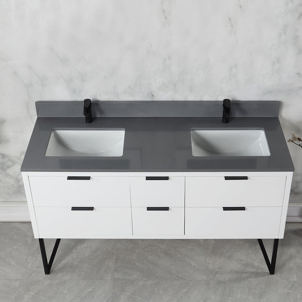 Altair Designs 60" double vanity with top - 548060-WP-CG-NM