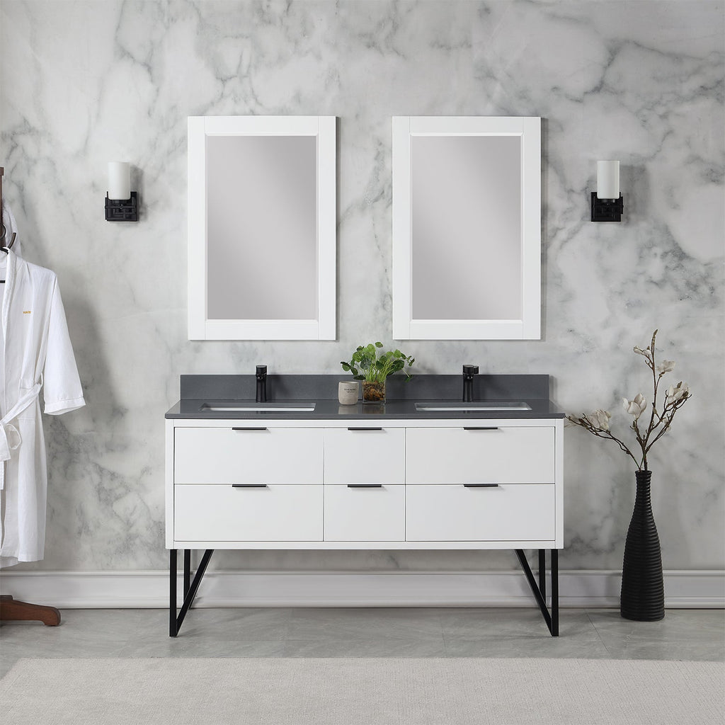 Altair Designs 60" double vanity with top - 548060-WP-CG-NM