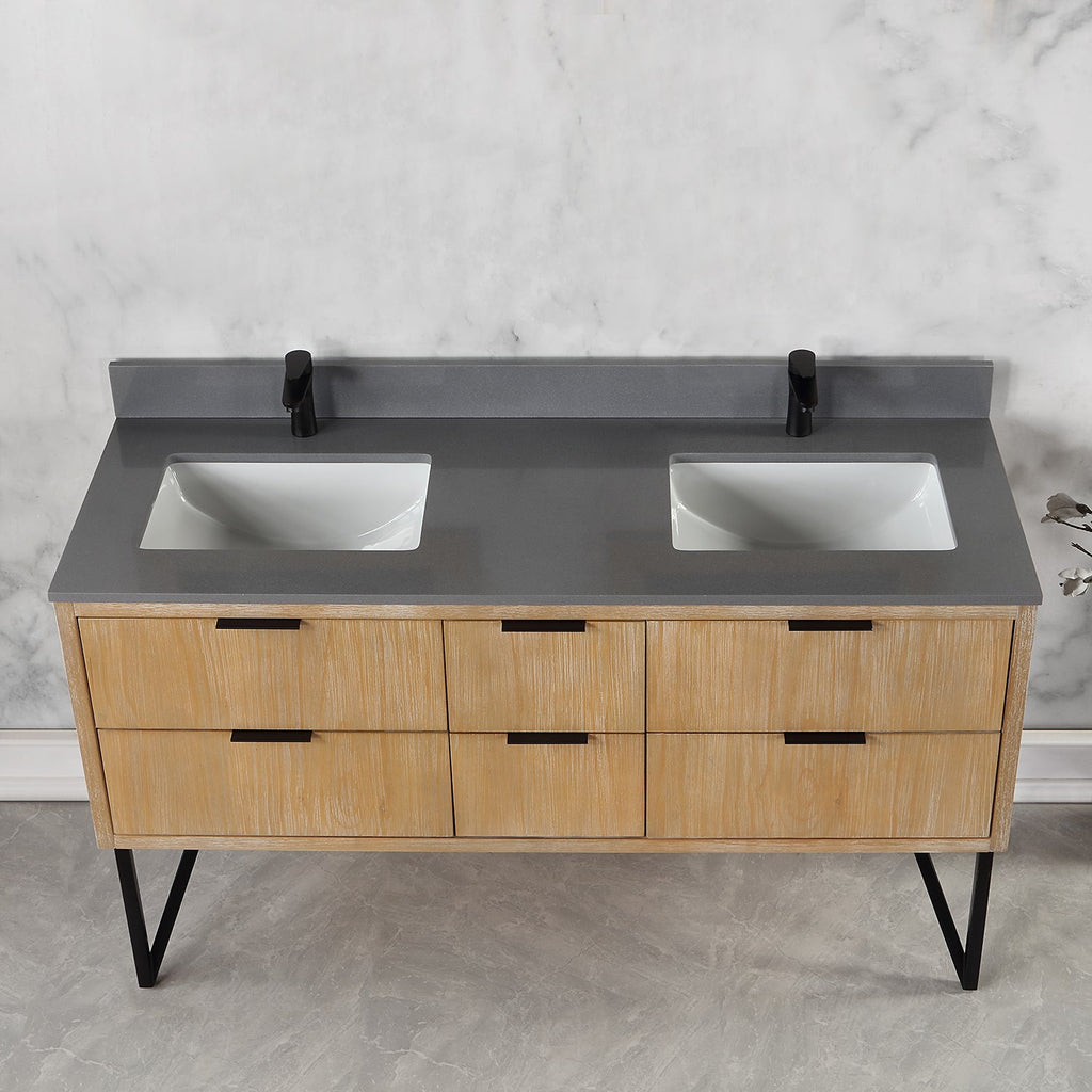 Altair Designs 60" double vanity with top - 548060-WP-CG-NM