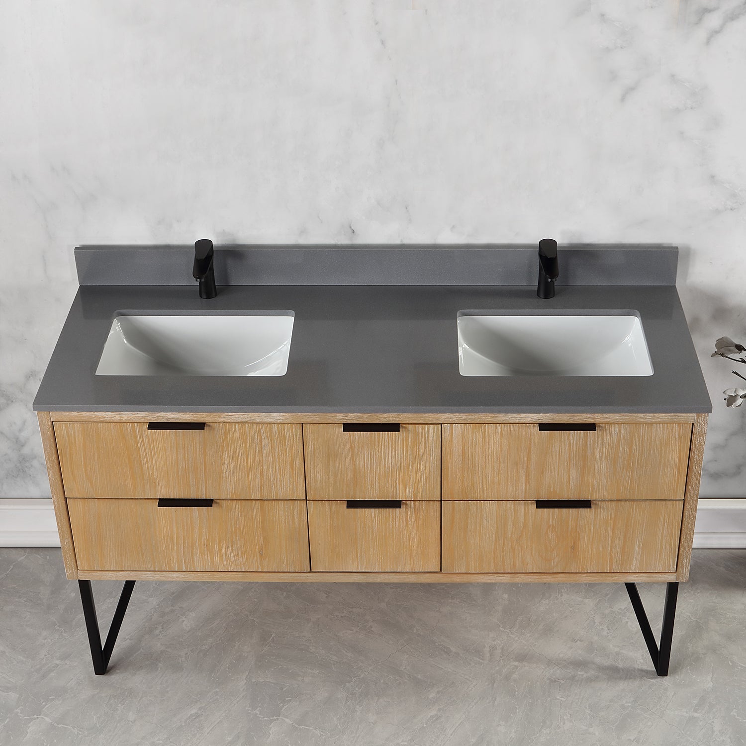 Altair Designs 60" double vanity with top - 548060-WP-CG-NM
