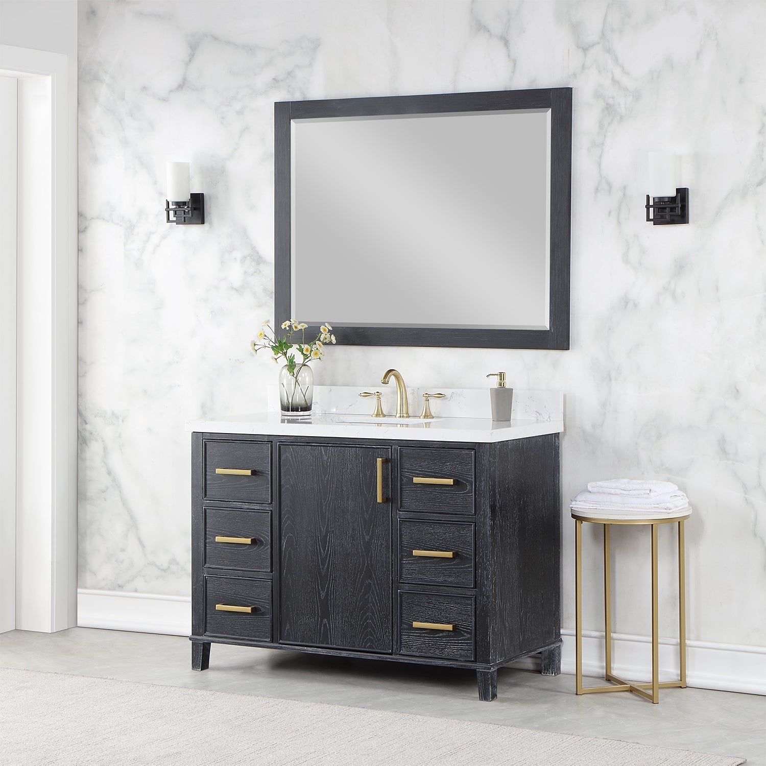 Altair Designs 48" single vanity with top - 549048-BO-AW-NM
