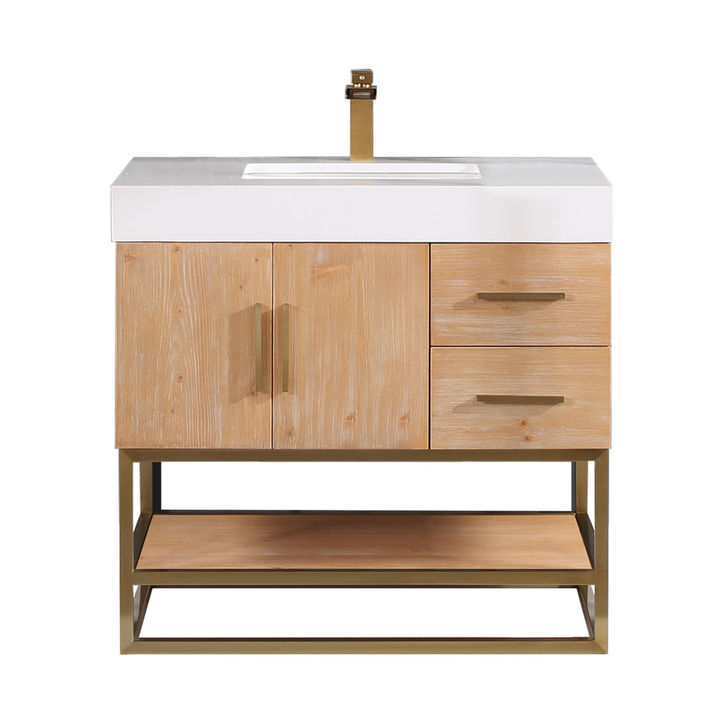 Altair Designs 36"/48"/60" single vanity with top - 552036B-LB-WH-NM