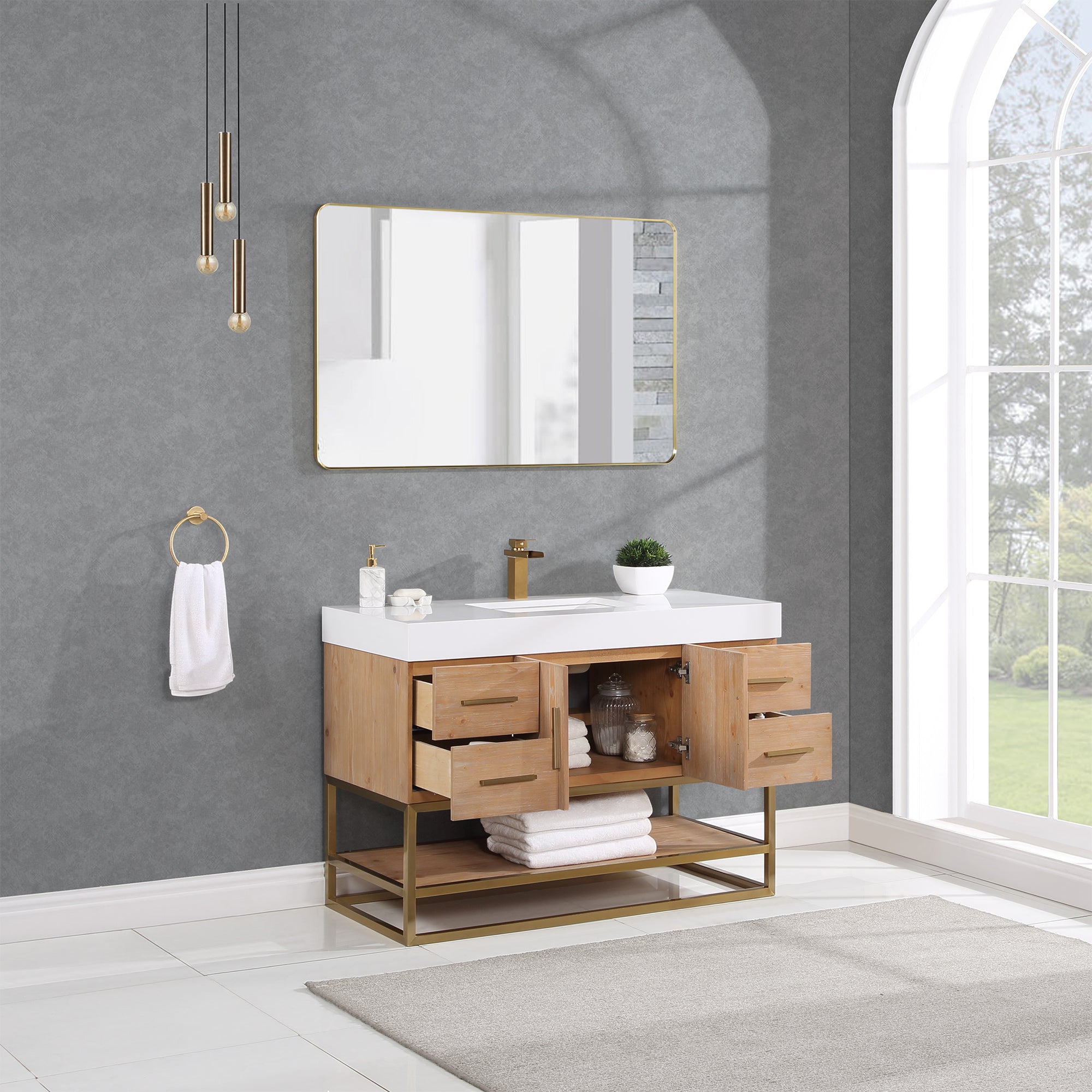 Altair Designs 36"/48"/60" single vanity with top - 552036B-LB-WH-NM