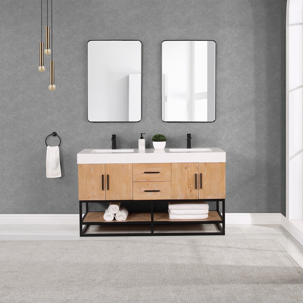 Altair Designs 60"/72"/84" single/double vanity with top - 552060B-LB-WH-NM
