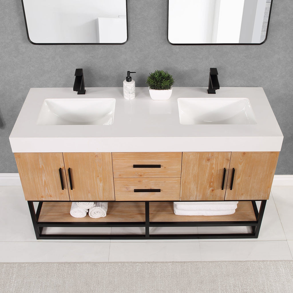 Altair Designs 60"/72"/84" single/double vanity with top - 552060B-LB-WH-NM