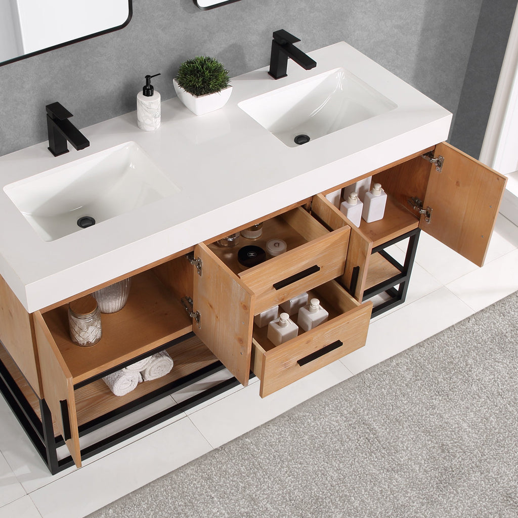 Altair Designs 60"/72"/84" single/double vanity with top - 552060B-LB-WH-NM