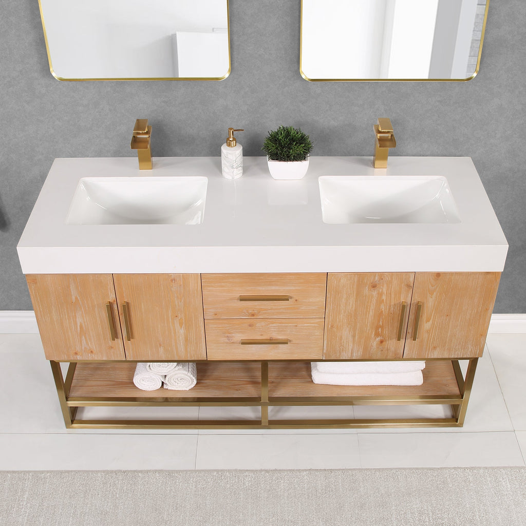 Altair Designs 60"/72"/84" single/double vanity with top - 552060B-LB-WH-NM