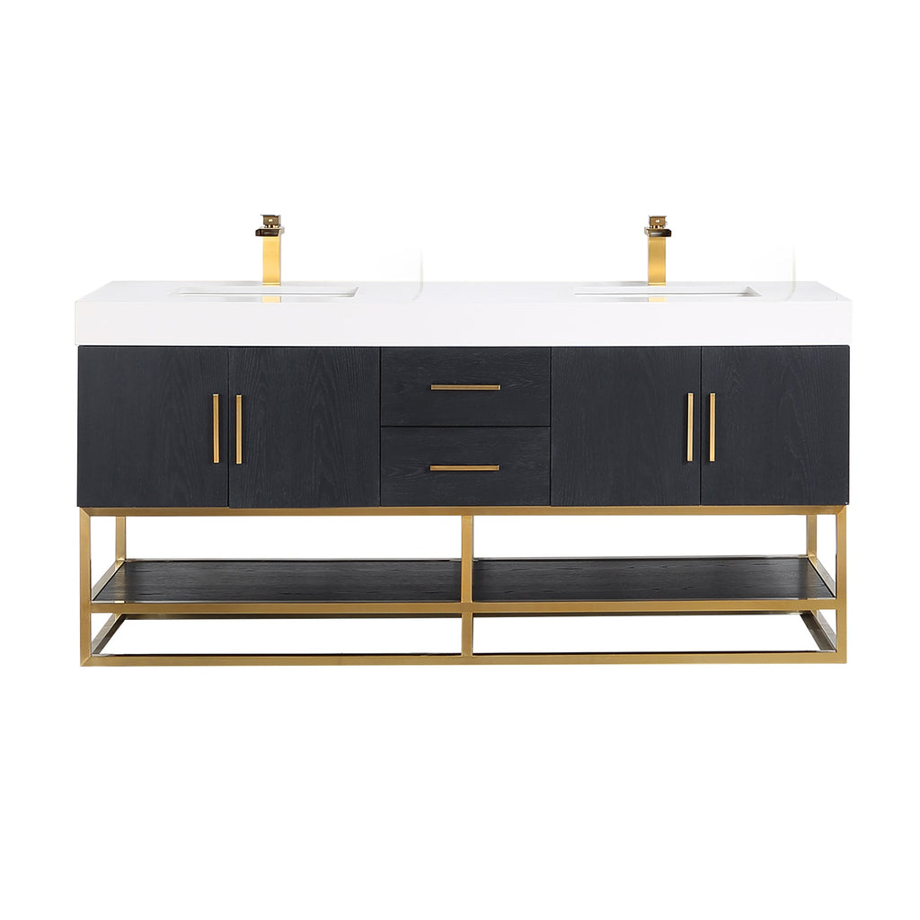 Altair Designs Bianco 72"/84" double vanity with top - 552072G-BO-WH-NM