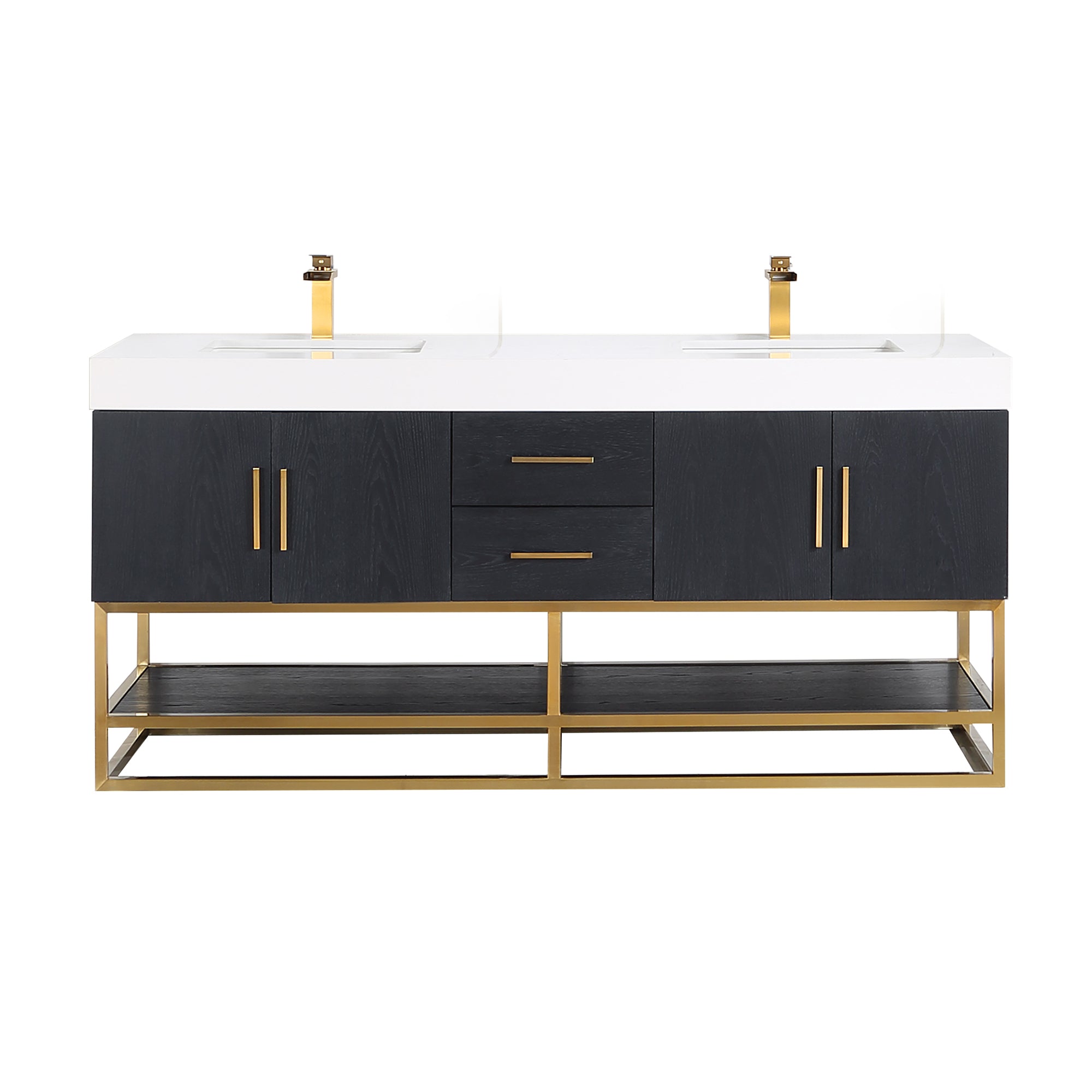 Altair Designs Bianco 72"/84" double vanity with top - 552072G-BO-WH-NM