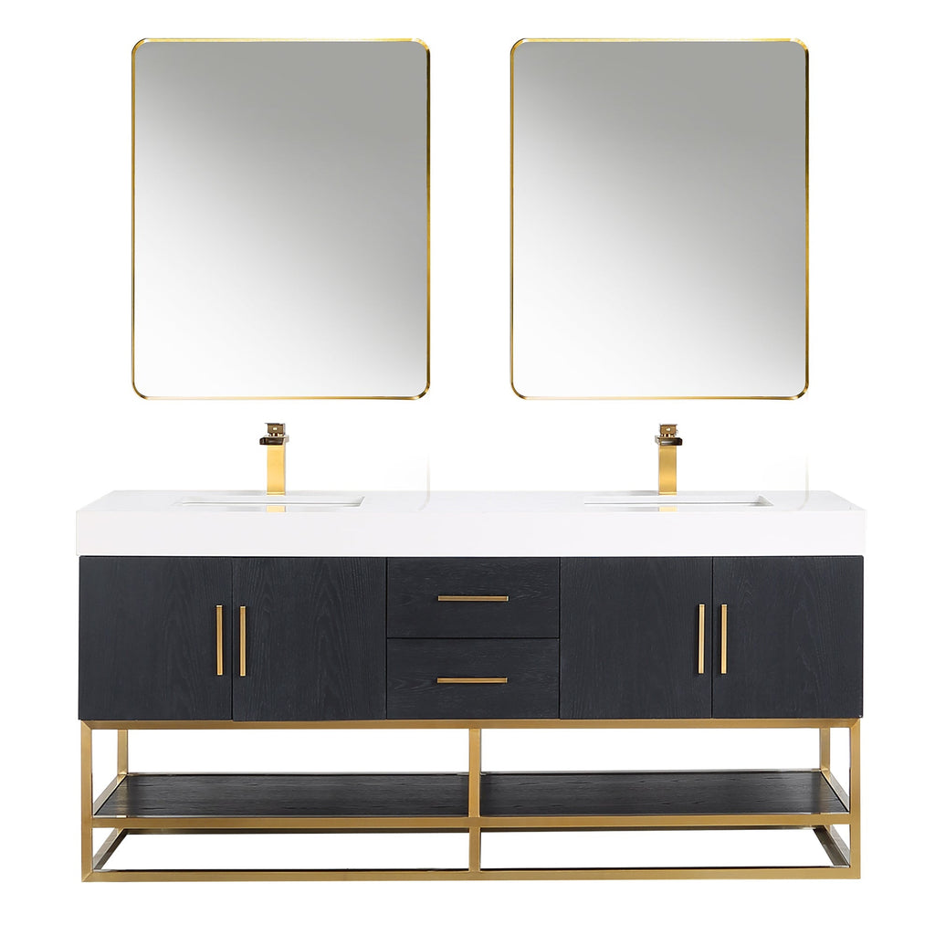 Altair Designs Bianco 72"/84" double vanity with top - 552072G-BO-WH-NM