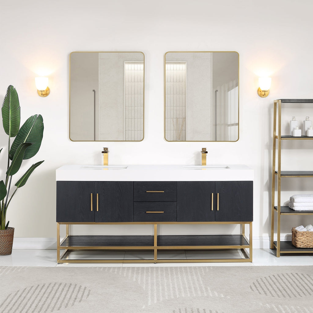 Altair Designs Bianco 72"/84" double vanity with top - 552072G-BO-WH-NM