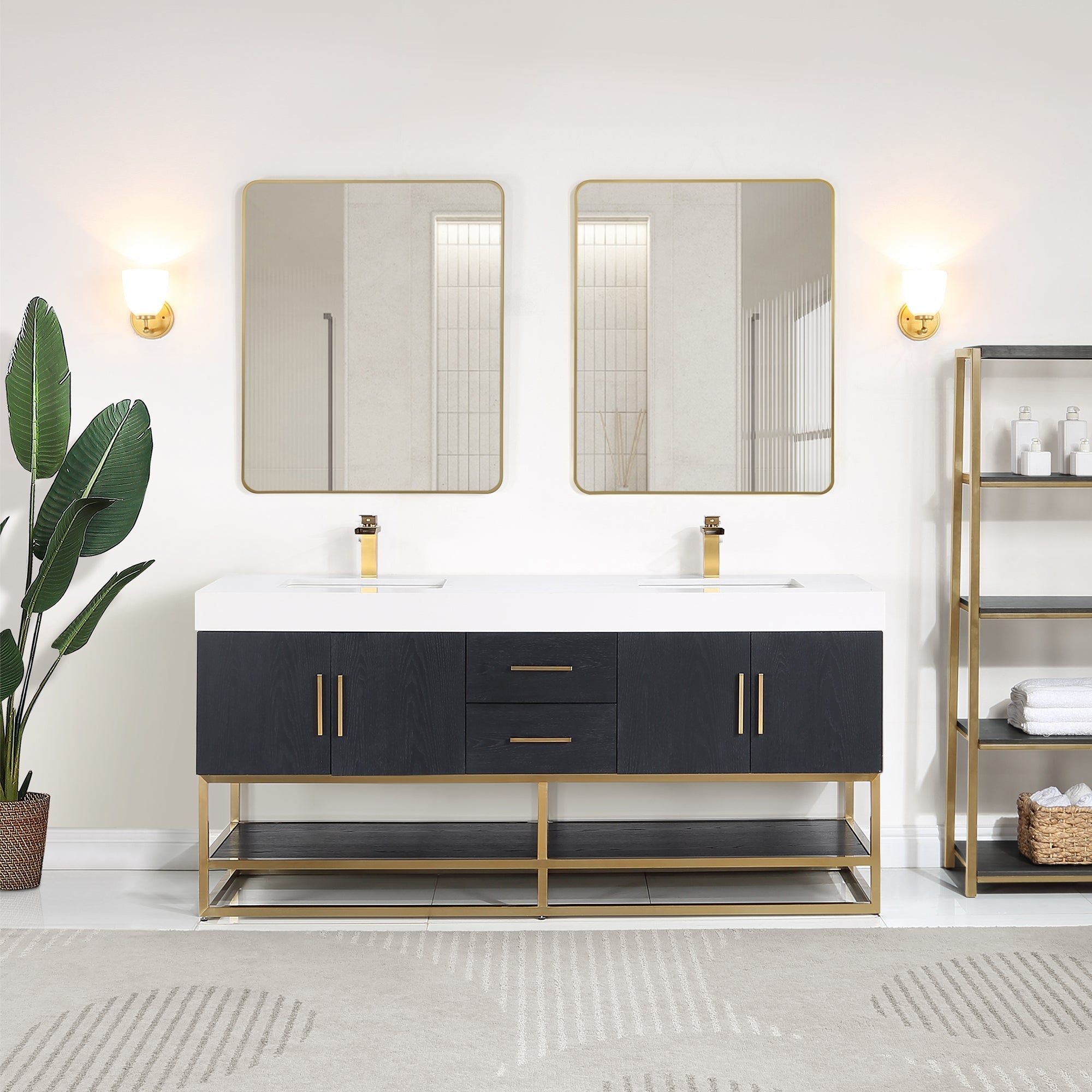 Altair Designs Bianco 72"/84" double vanity with top - 552072G-BO-WH-NM
