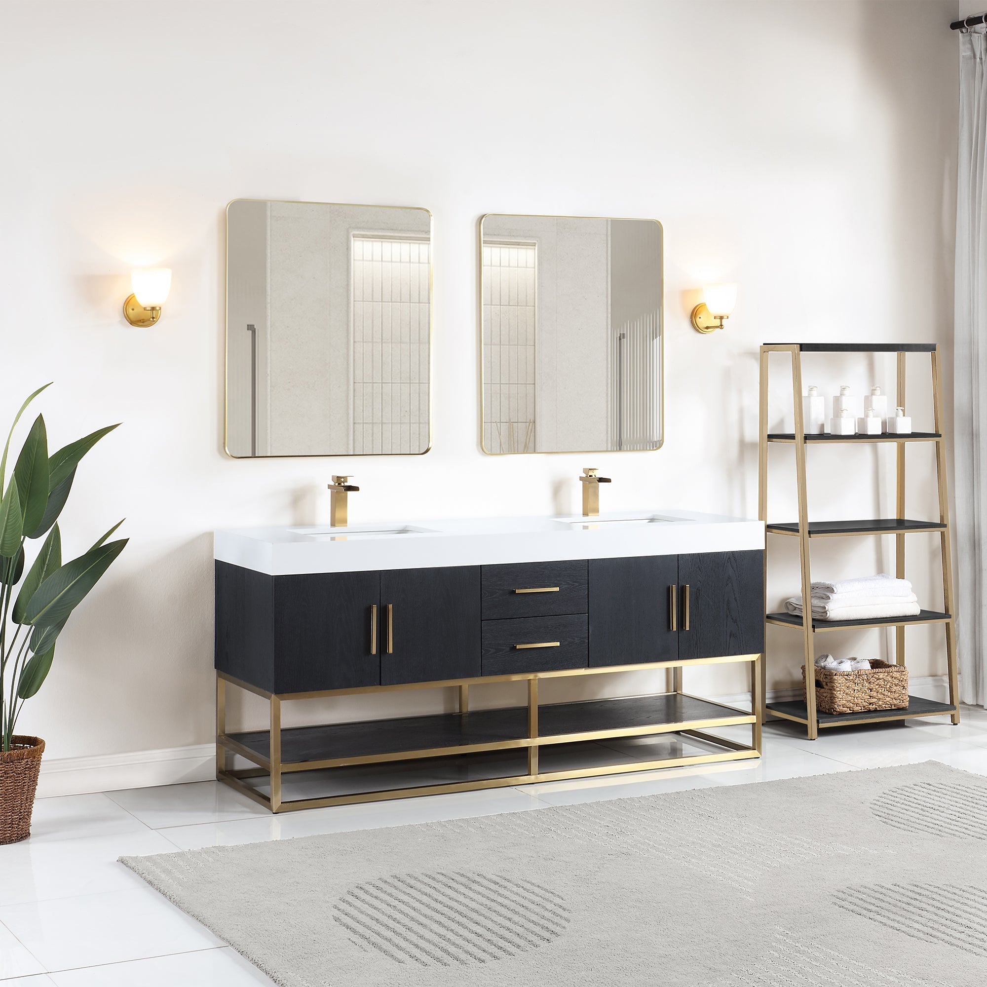 Altair Designs Bianco 72"/84" double vanity with top - 552072G-BO-WH-NM