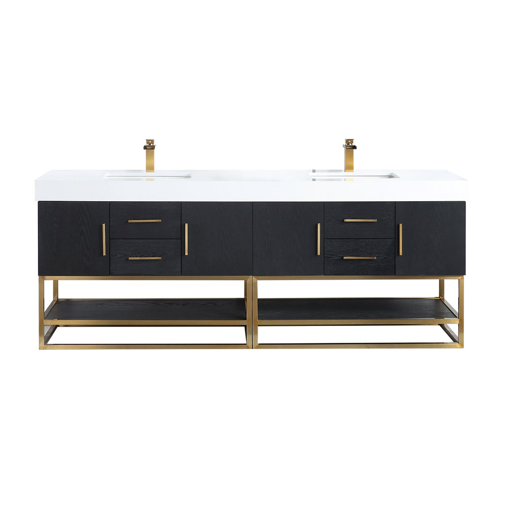 Altair Designs Bianco 72"/84" double vanity with top - 552072G-BO-WH-NM