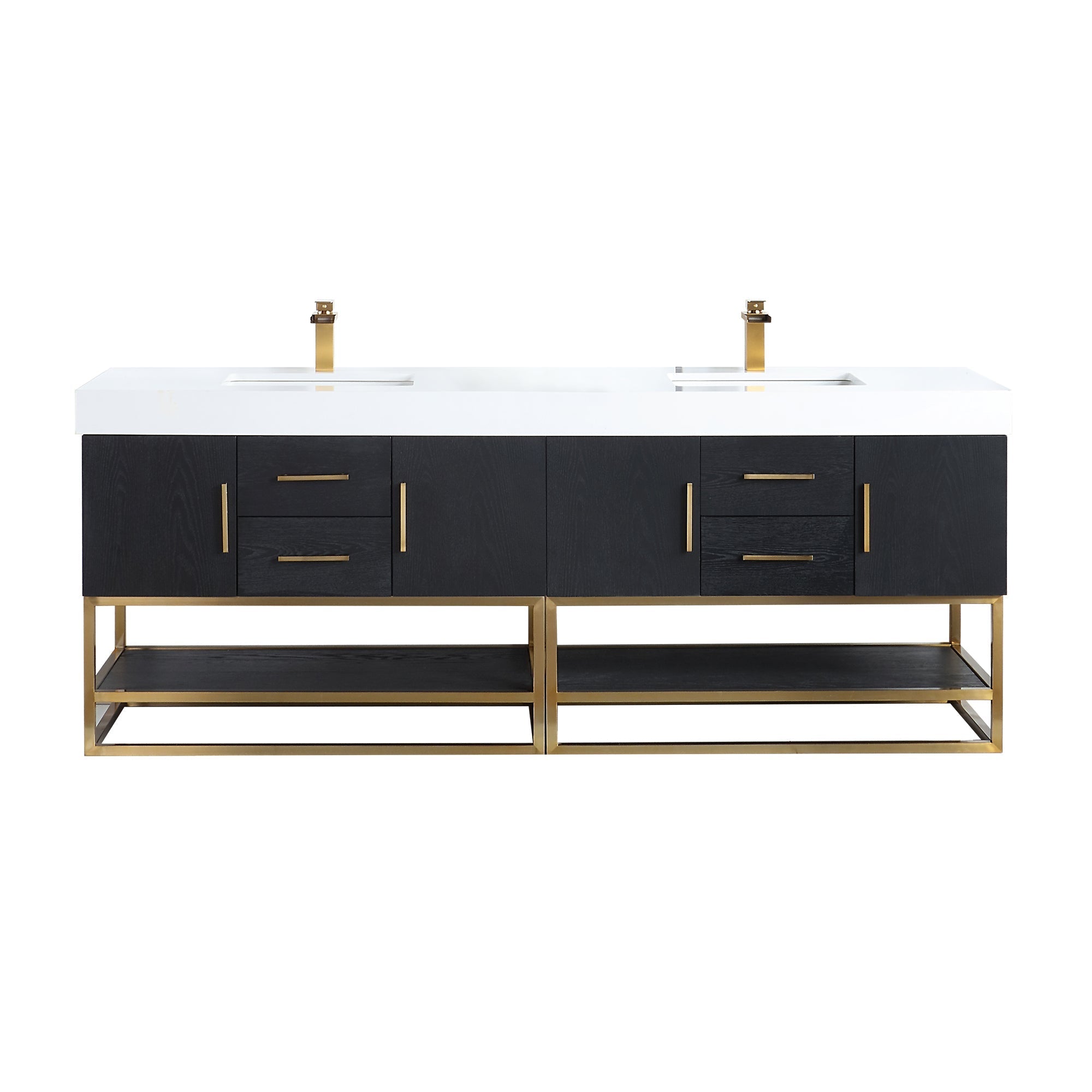 Altair Designs Bianco 72"/84" double vanity with top - 552072G-BO-WH-NM
