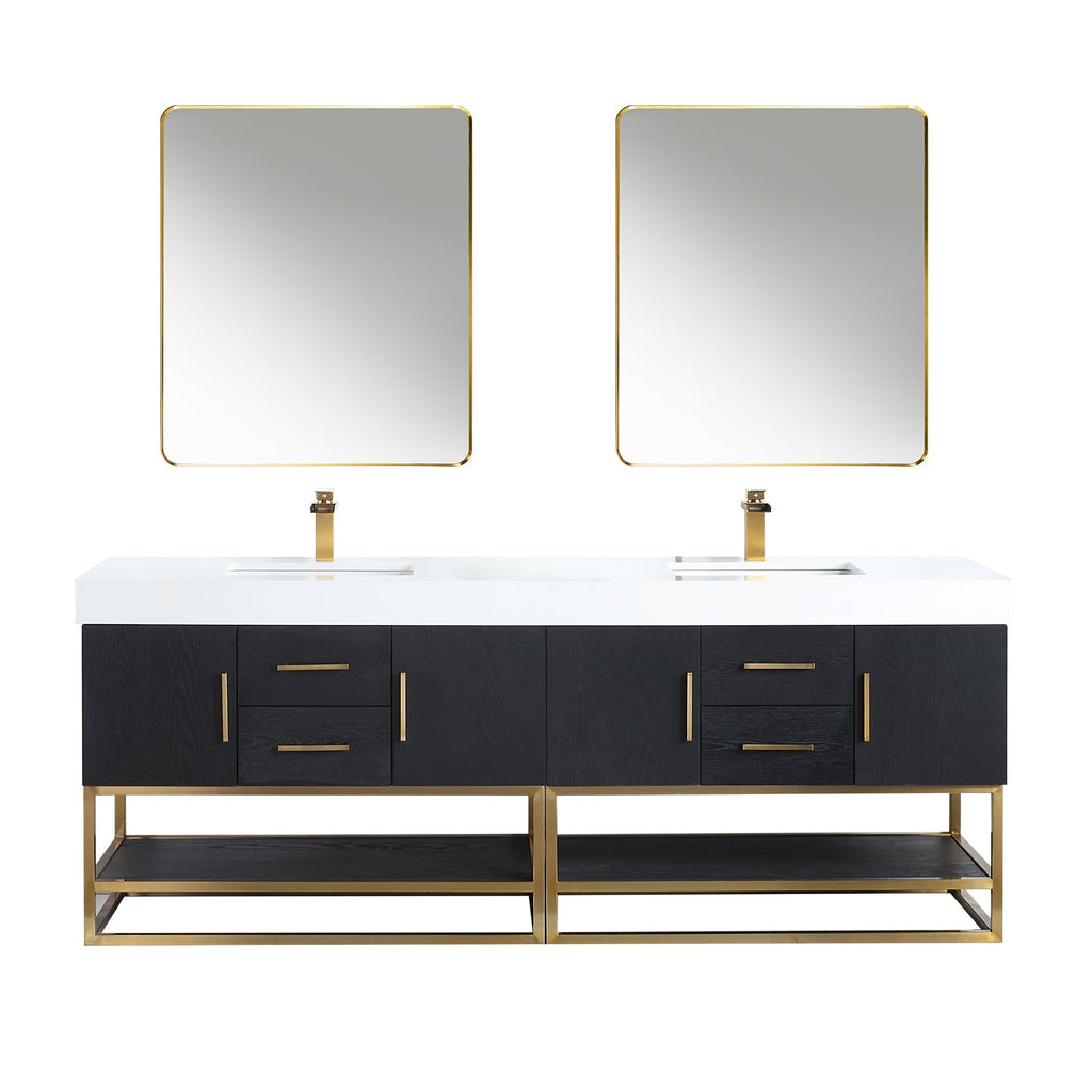Altair Designs Bianco 72"/84" double vanity with top - 552072G-BO-WH-NM
