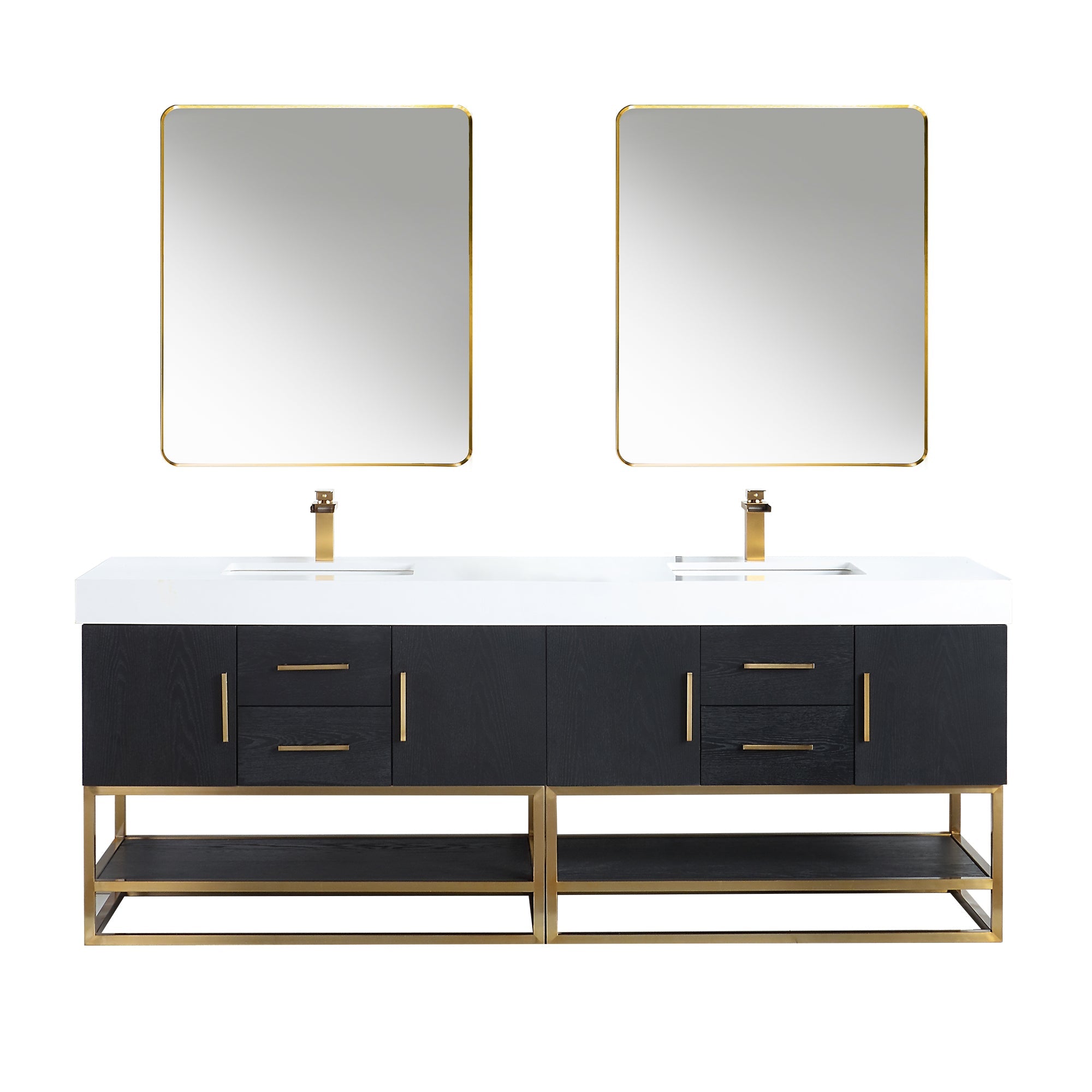 Altair Designs Bianco 72"/84" double vanity with top - 552072G-BO-WH-NM